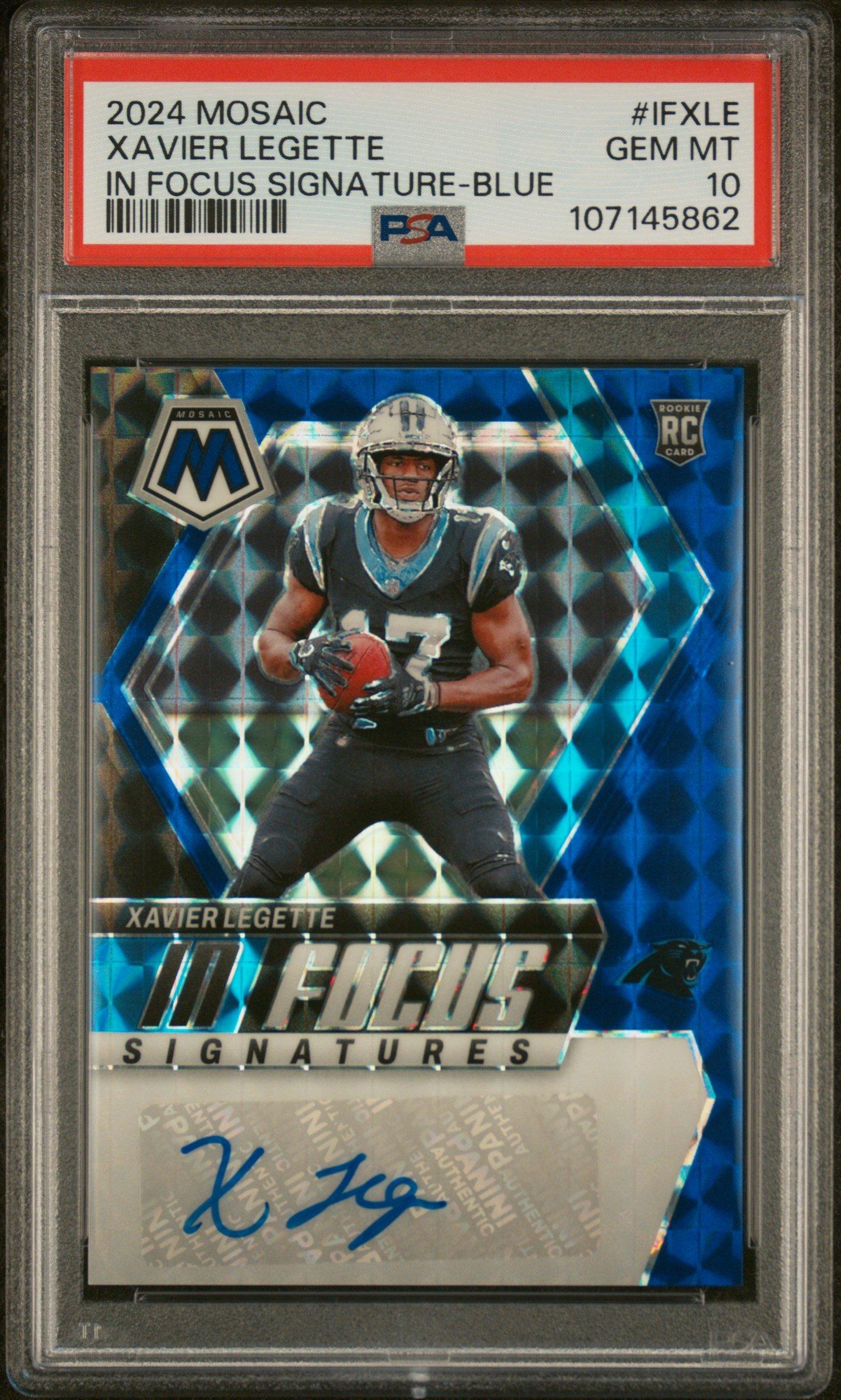 2024 Panini Mosaic In Focus Signatures Ifxle Xavier Legette Blue PSA 10