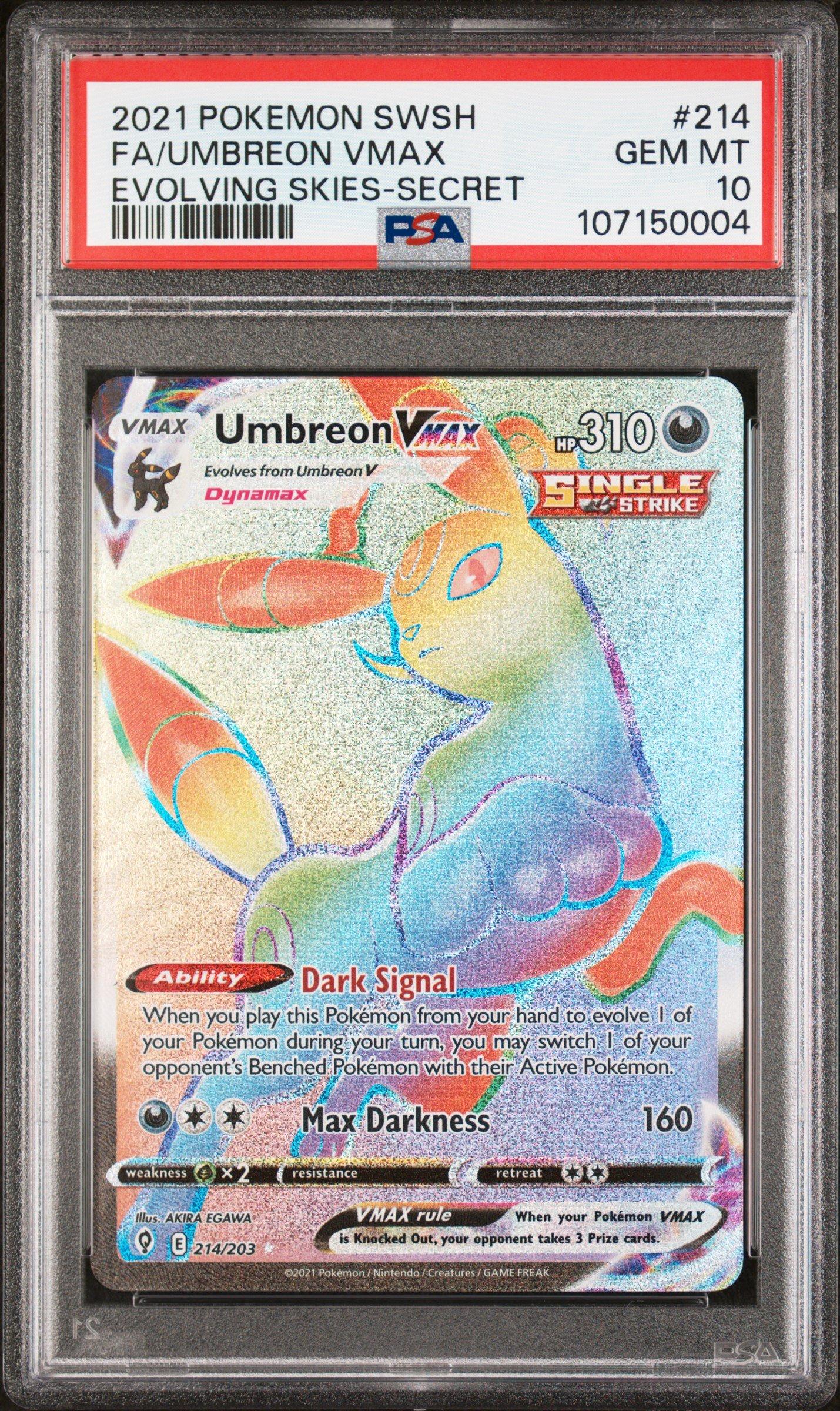 2021 Pokemon Sword & Shield Evolving Skies Full Art/umbreon Vmax Secret PSA