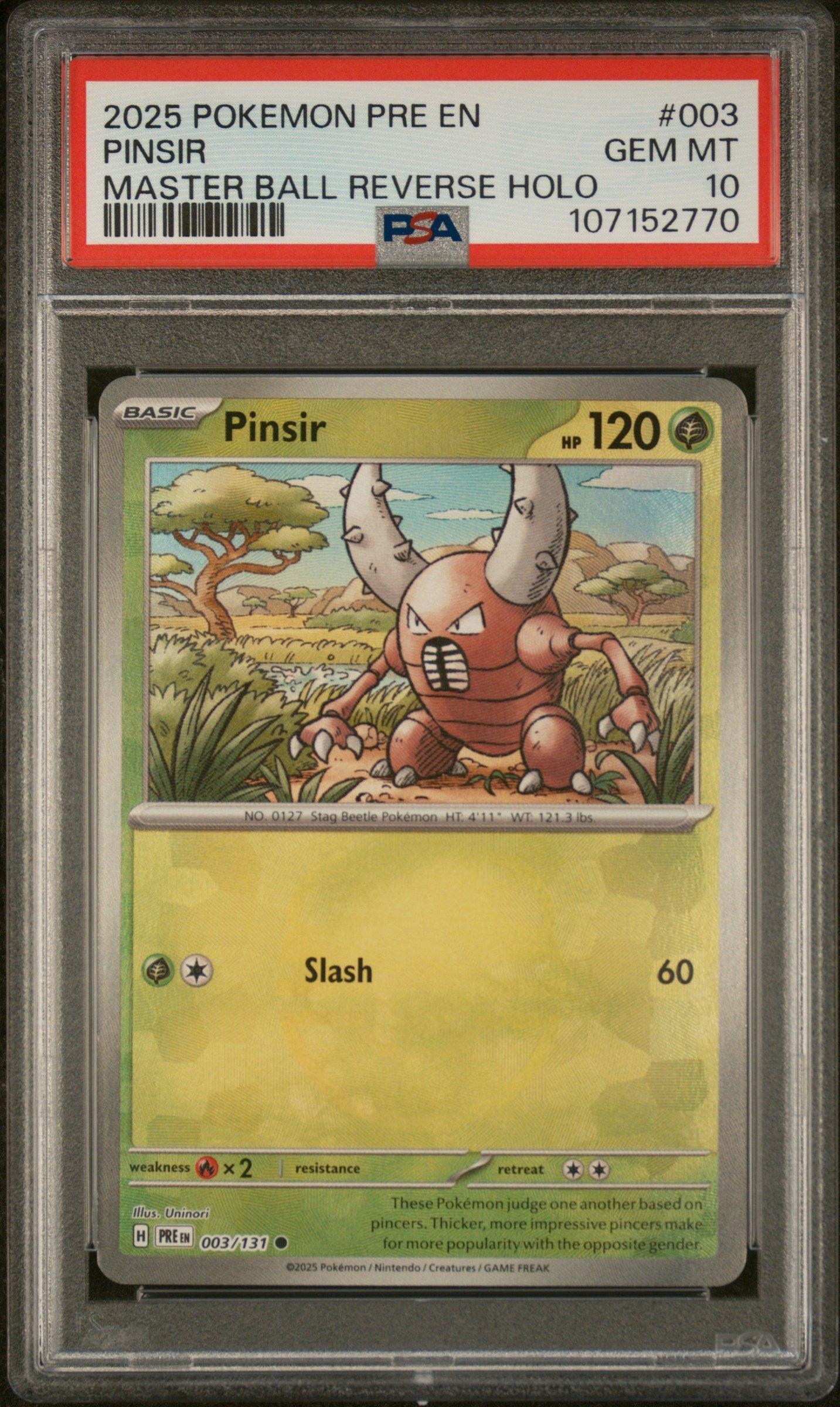 2025 Pokemon Pre En-prismatic Evolutions 003 Pinsir Master Ball