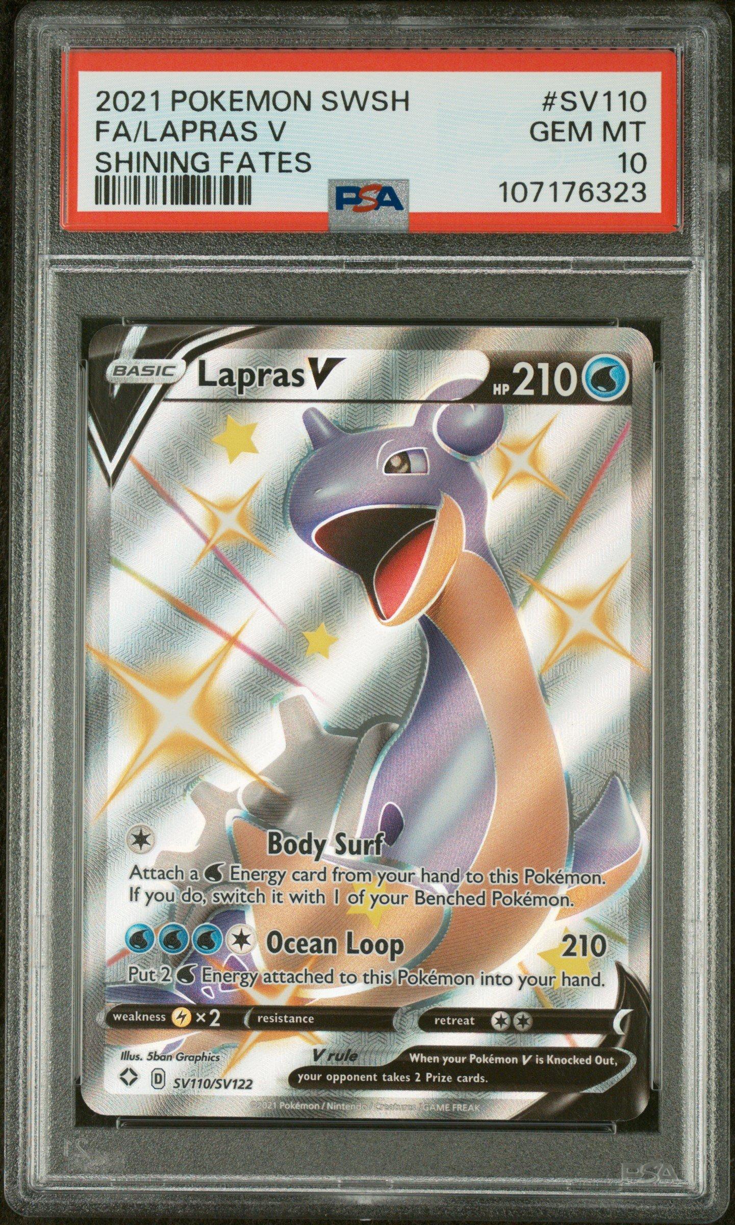 2021 Pokemon Sword & Shield Shining Fates Sv110 Full Art/lapras V PSA