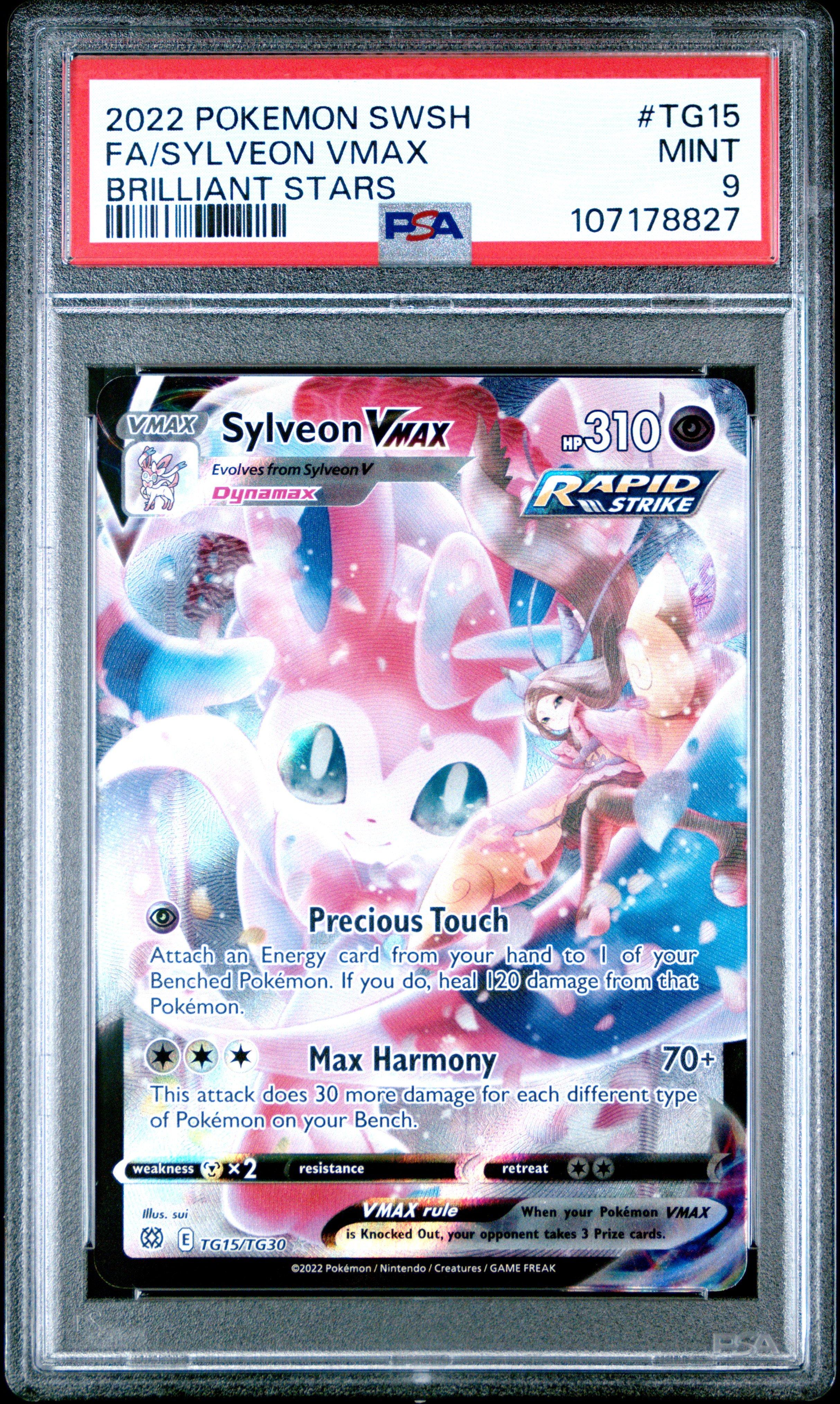 2022 Pokemon Sword & Shield Brilliant Stars Tg15 Full Art/sylveon Vmax PSA
