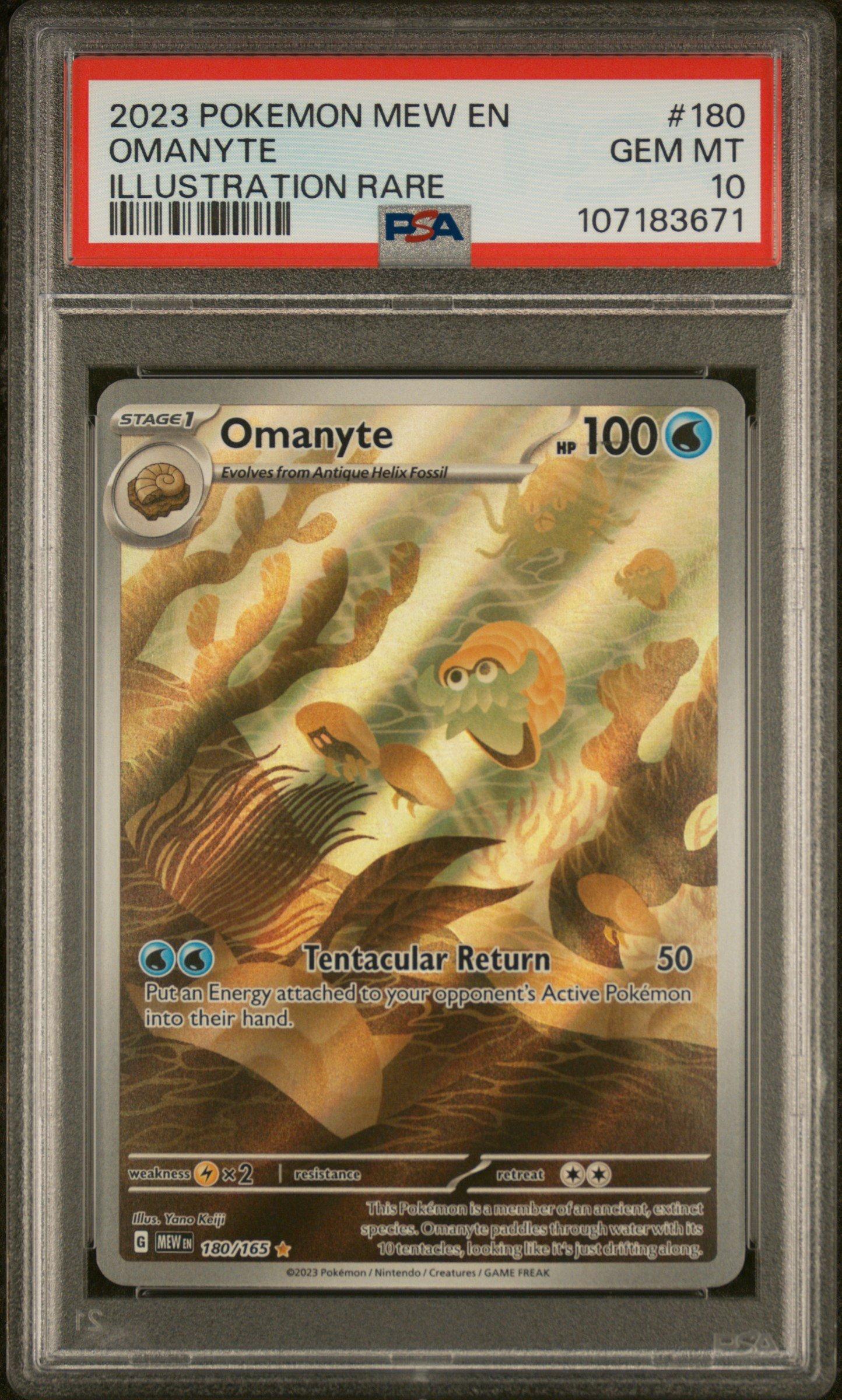 2023 Pokemon Mew En-151 180 Omanyte Illustration Rare PSA