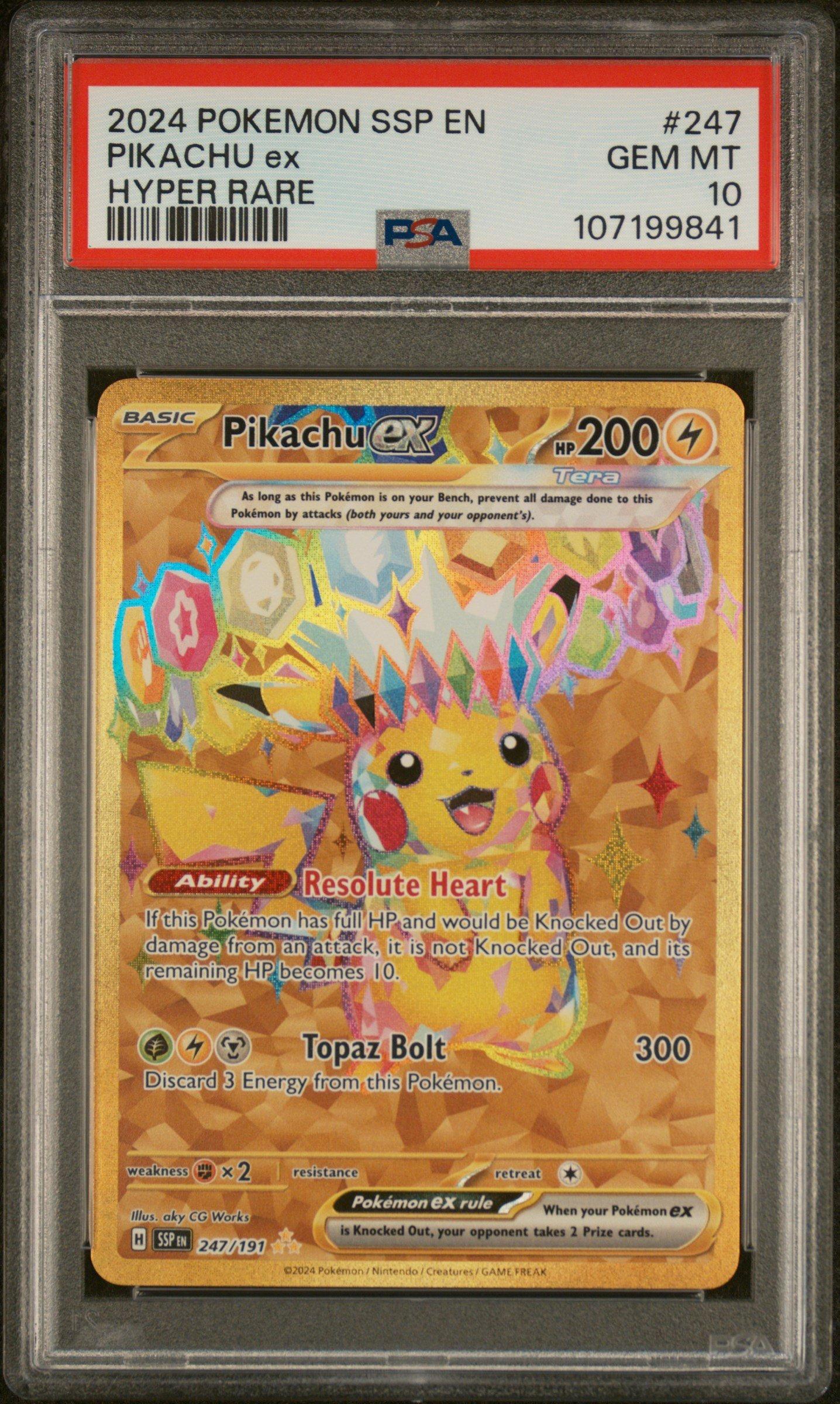 2024 Pokemon Ssp En-surging Sparks 247 Pikachu Ex Hyper Rare PSA