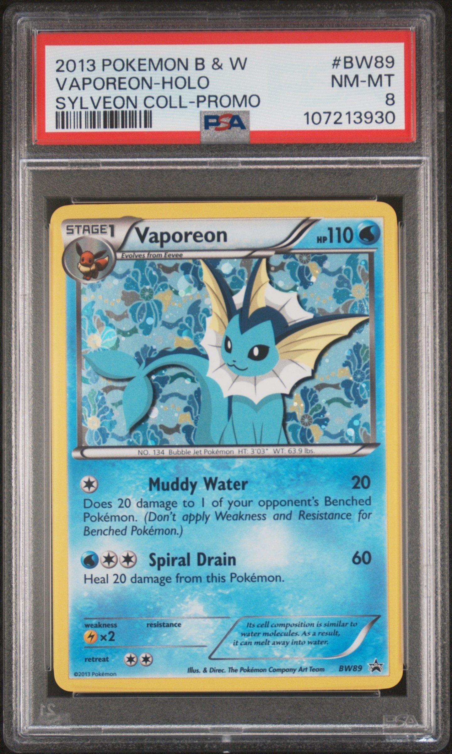 2013 Pokemon Black & White Promo Bw89 Vaporeon-holo Sylveon Collection PSA 8