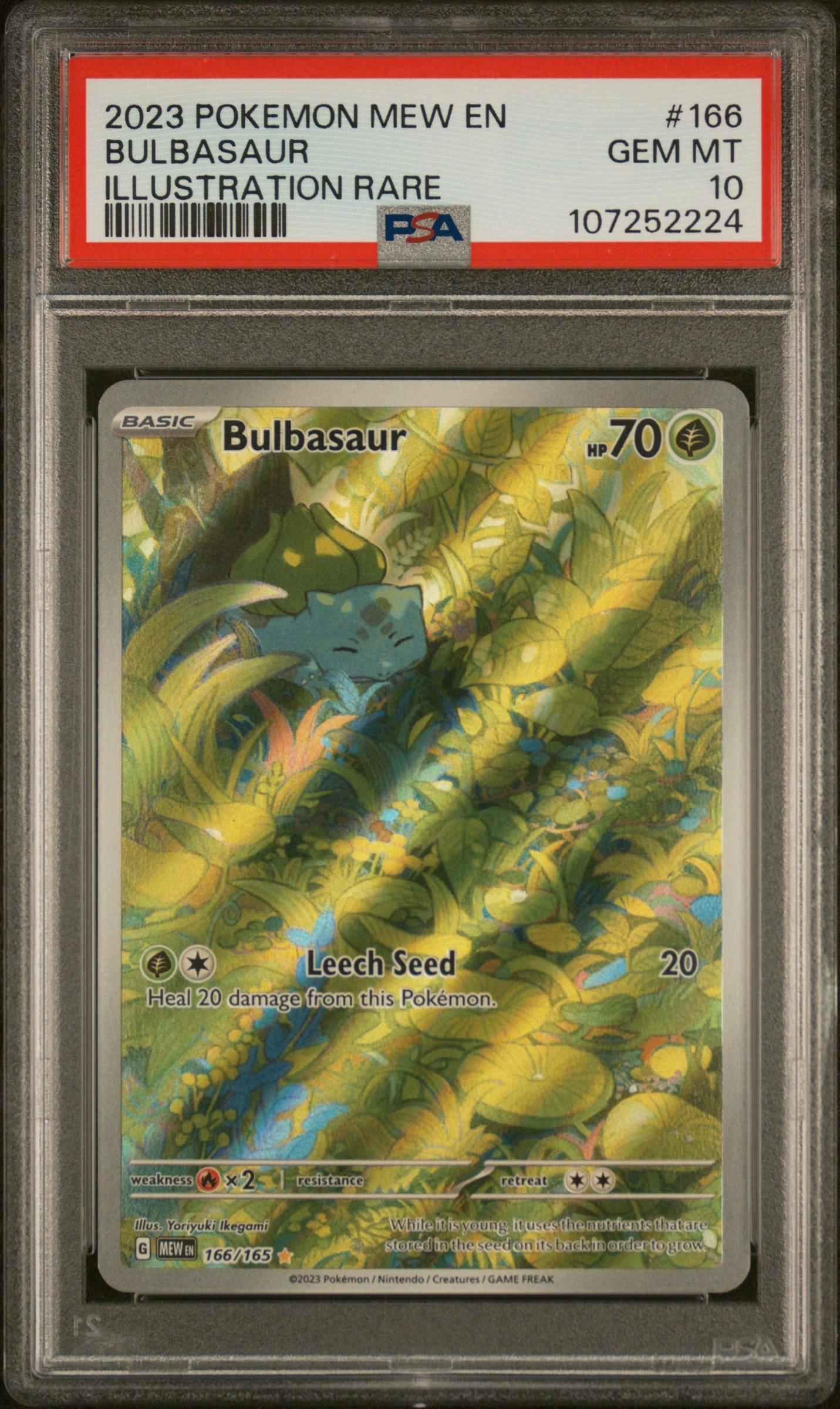 2023 Pokemon Mew En-151 166 Bulbasaur Illustration Rare PSA 10
