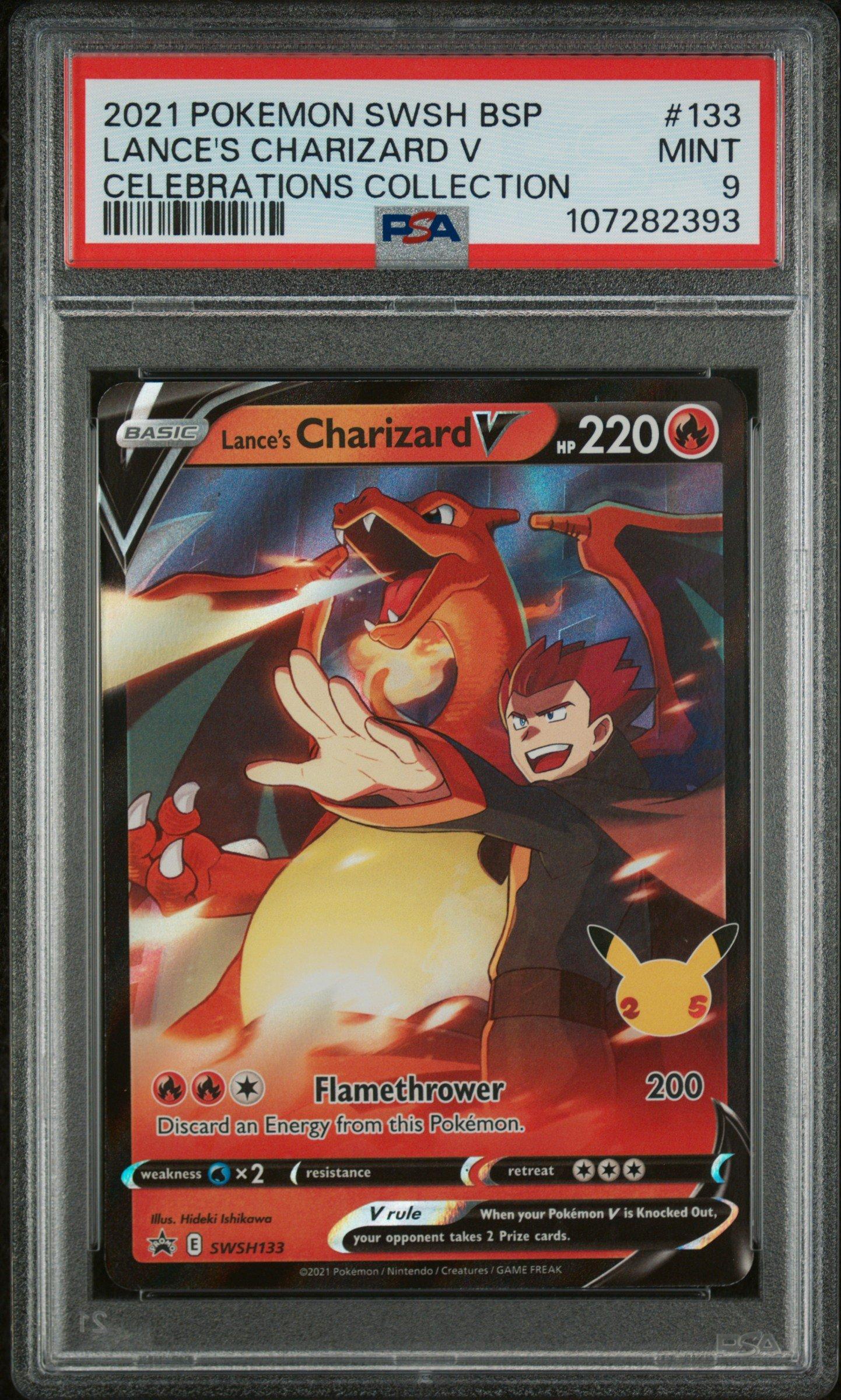 2021 Pokemon Swsh Black Star Promo 133 Lance's Charizard V Celebrations Collection PSA