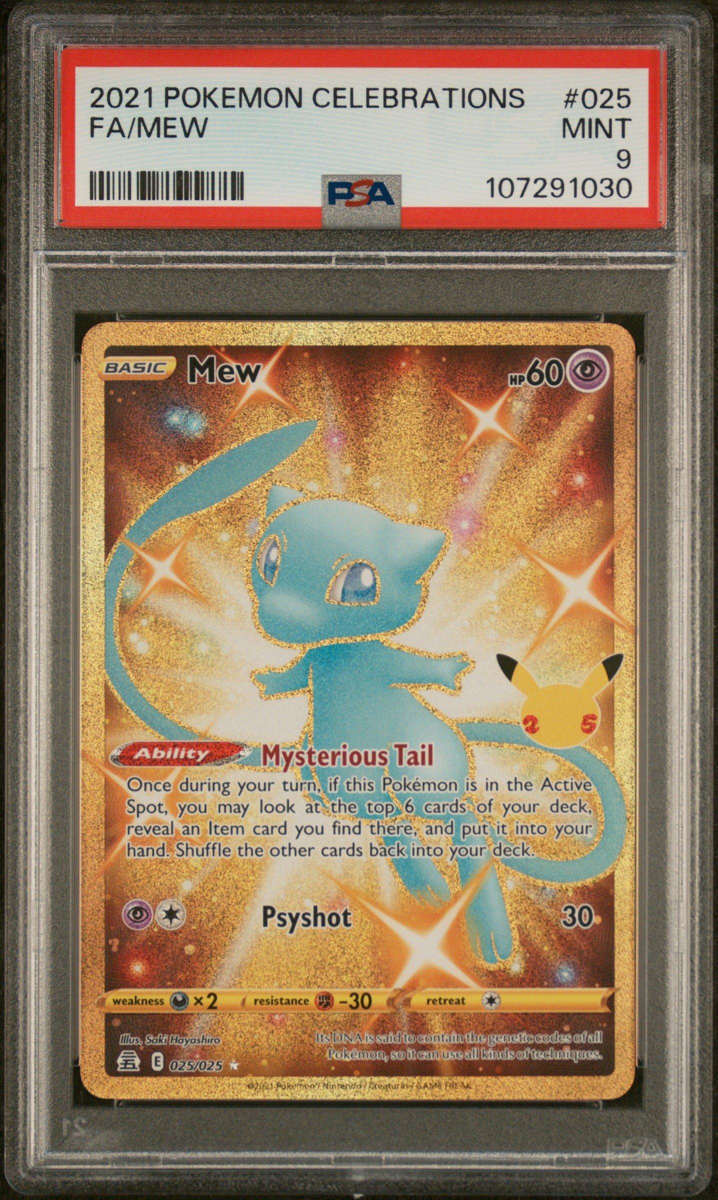 2021 Pokemon Celebrations 025 Full Art/mew PSA 9 Graded Card