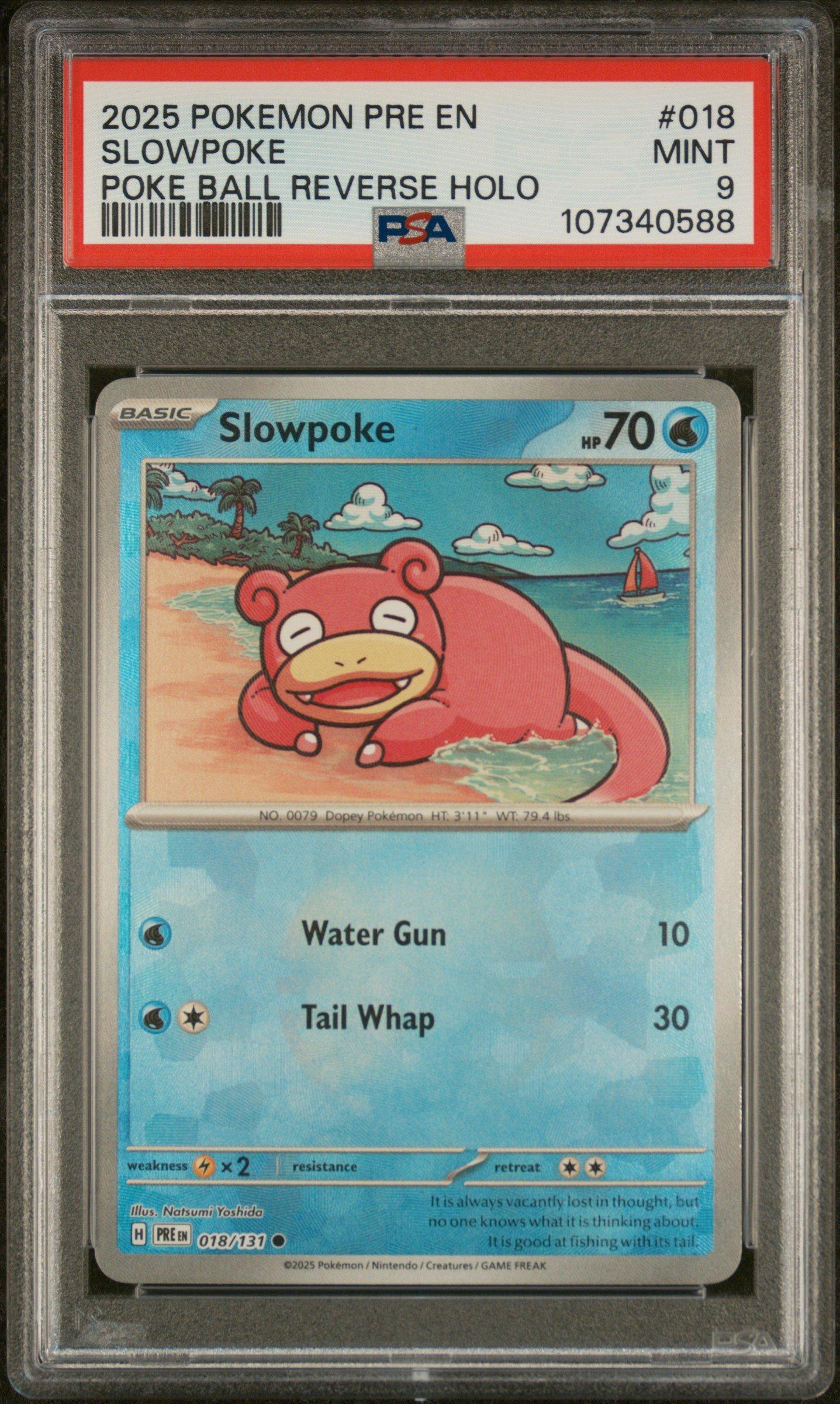 2025 Pokemon Pre En-prismatic Evolutions 018 Slowpoke Poke Ball Reverse Holo PSA 9