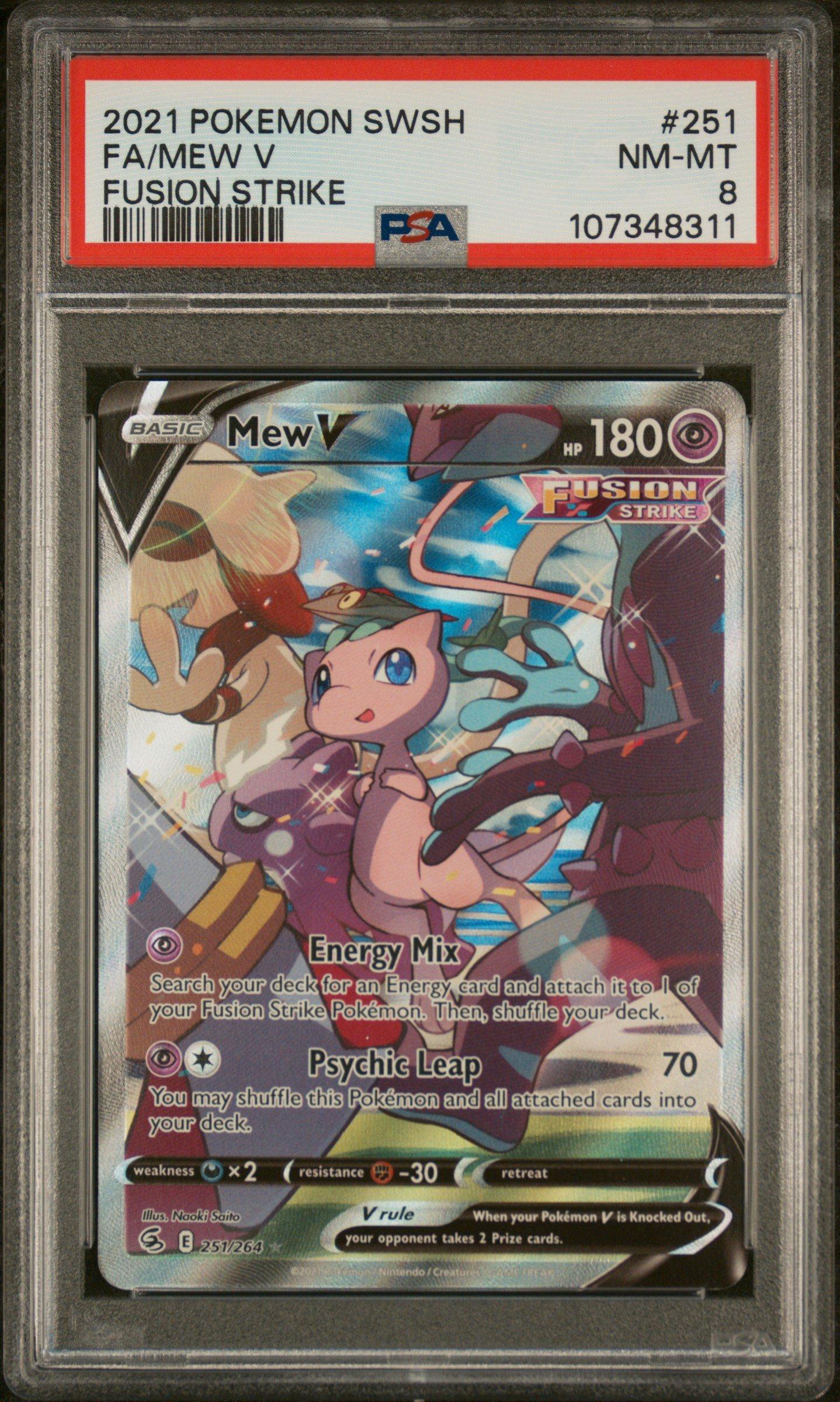 2021 Pokemon Sword & Shield Fusion Strike 251 Full Art/mew V PSA 8