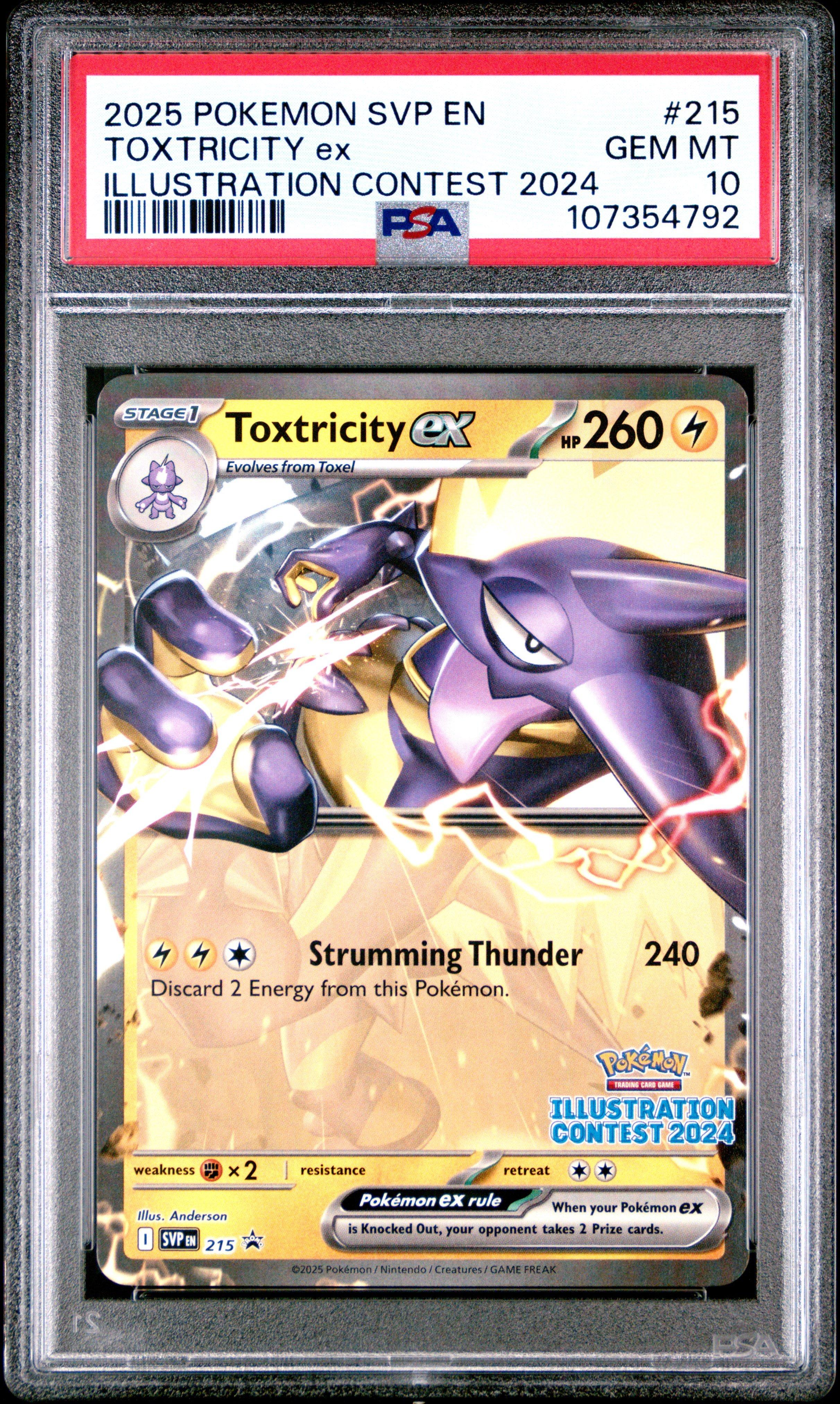 2025 Pokemon Svp En-sv Black Star Promo 215 Toxtricity Ex Illustration Contest 2024 PSA
