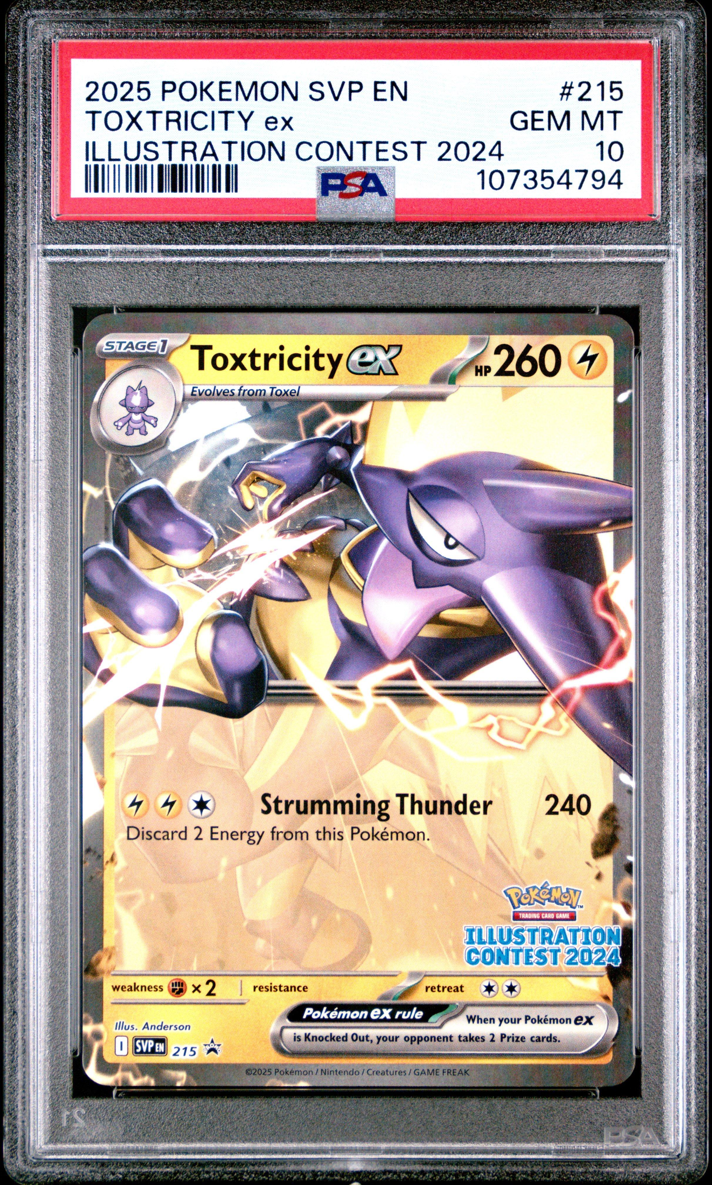 2025 Pokemon Svp En-sv Black Star Promo 215 Toxtricity Ex Illustration Contest 2024 PSA