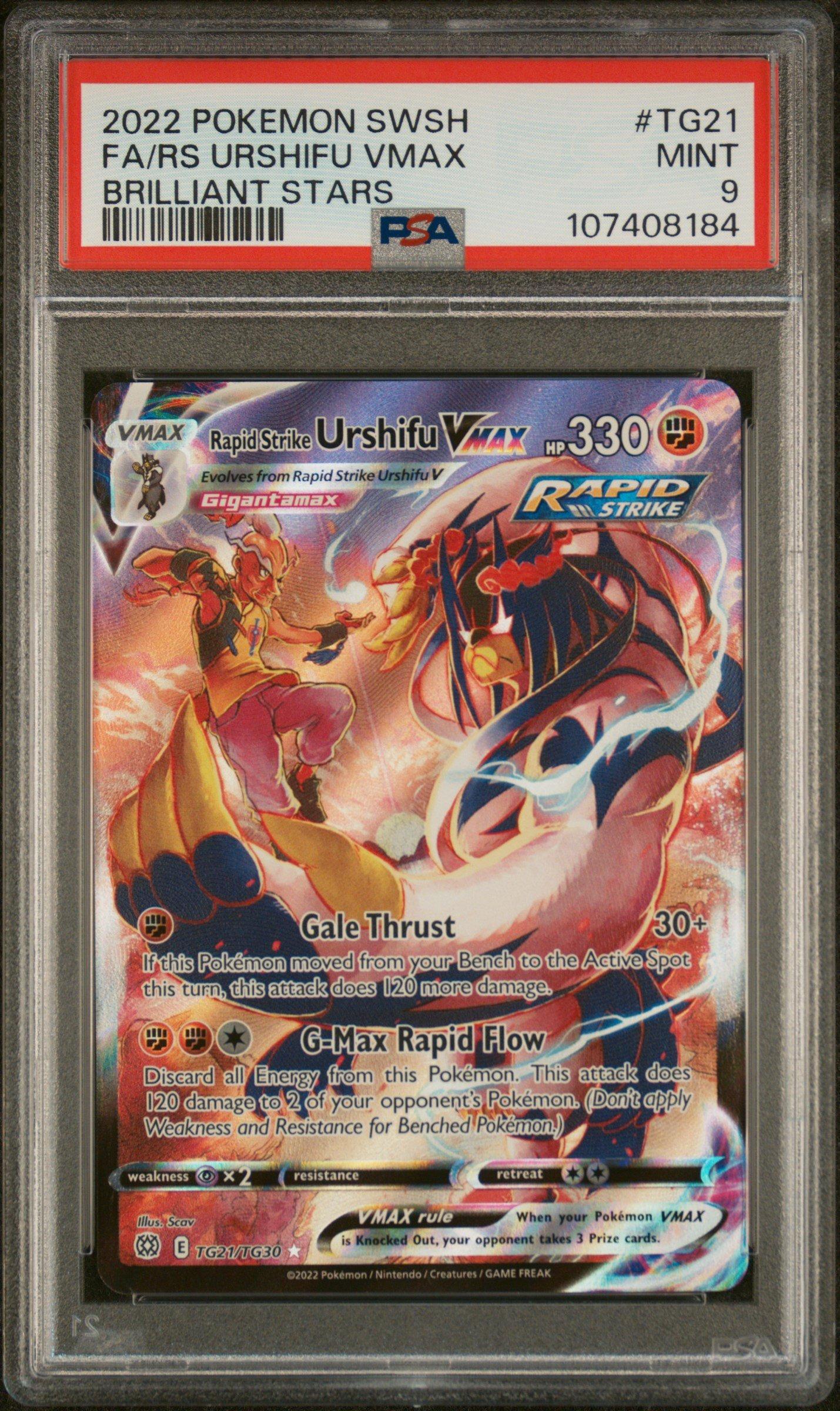 2022 Pokemon Sword & Shield Brilliant Stars Tg21 Full Art/rapid Strike Urshifu Vmax PSA 9