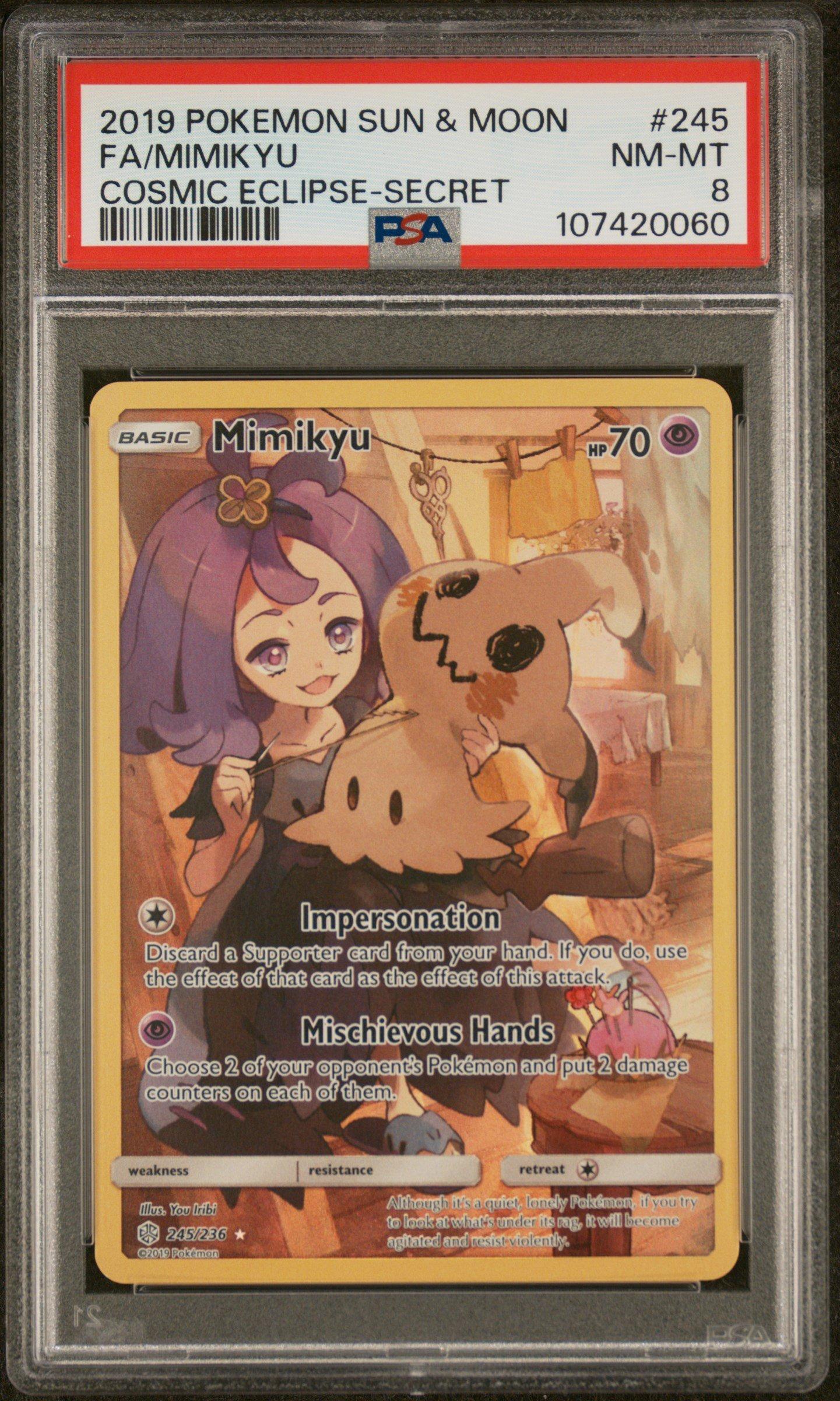 2019 Pokemon Sun & Moon Cosmic Eclipse 245 Full Art/mimikyu Secret PSA