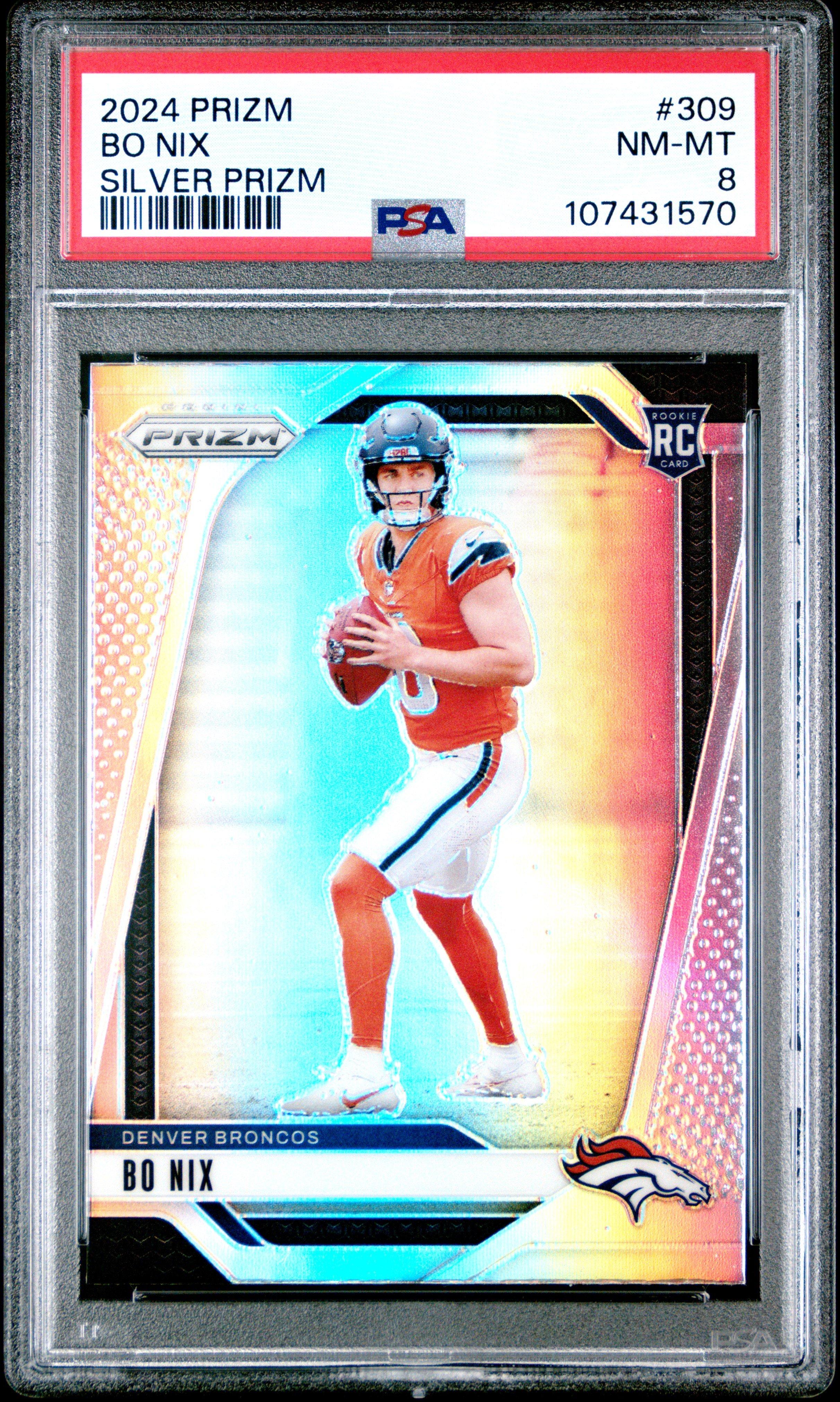 2024 Panini Prizm 309 Bo Nix Silver Prizm PSA