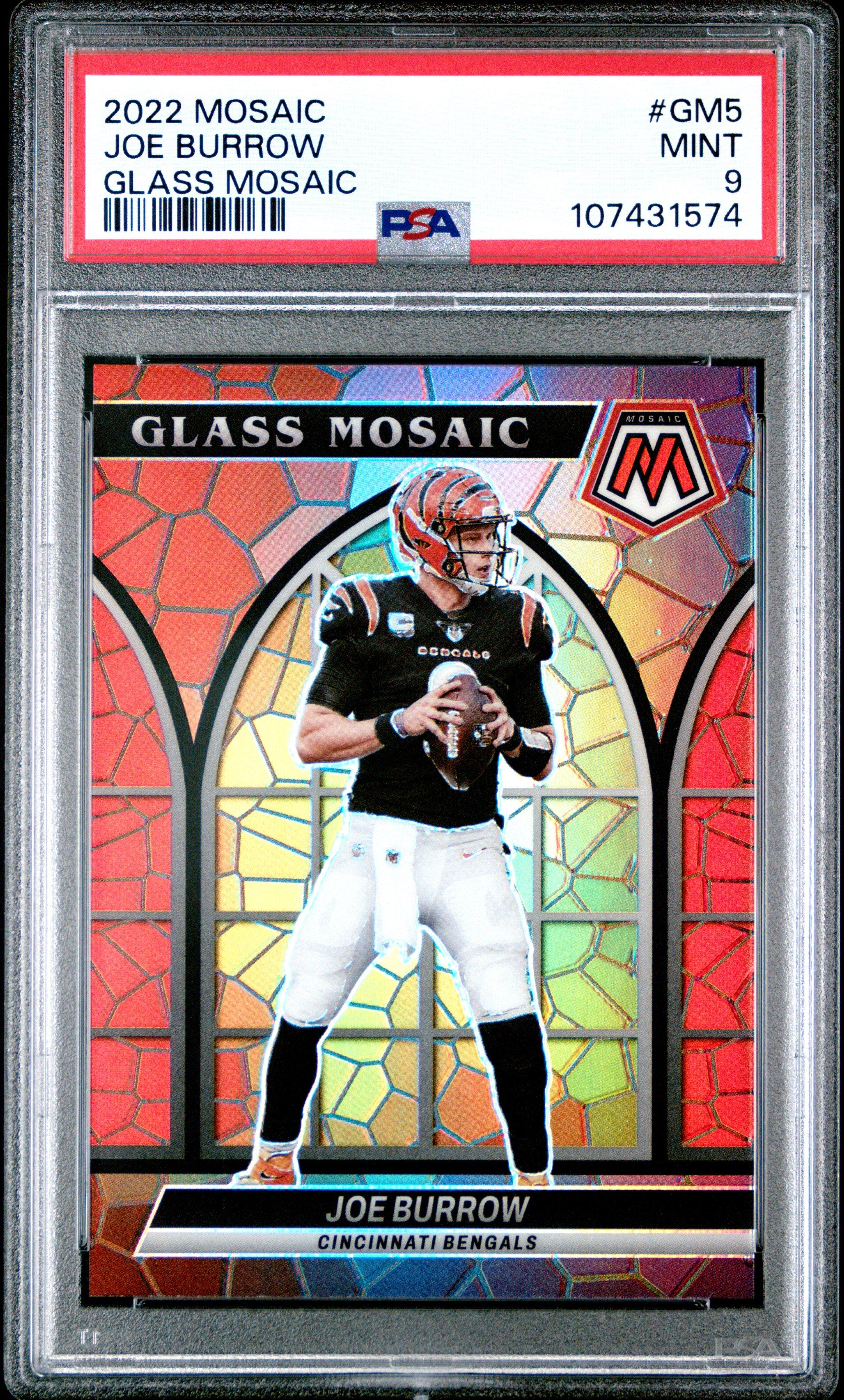 2022 Panini Mosaic Glass Mosaic Gm5 Joe Burrow PSA 9