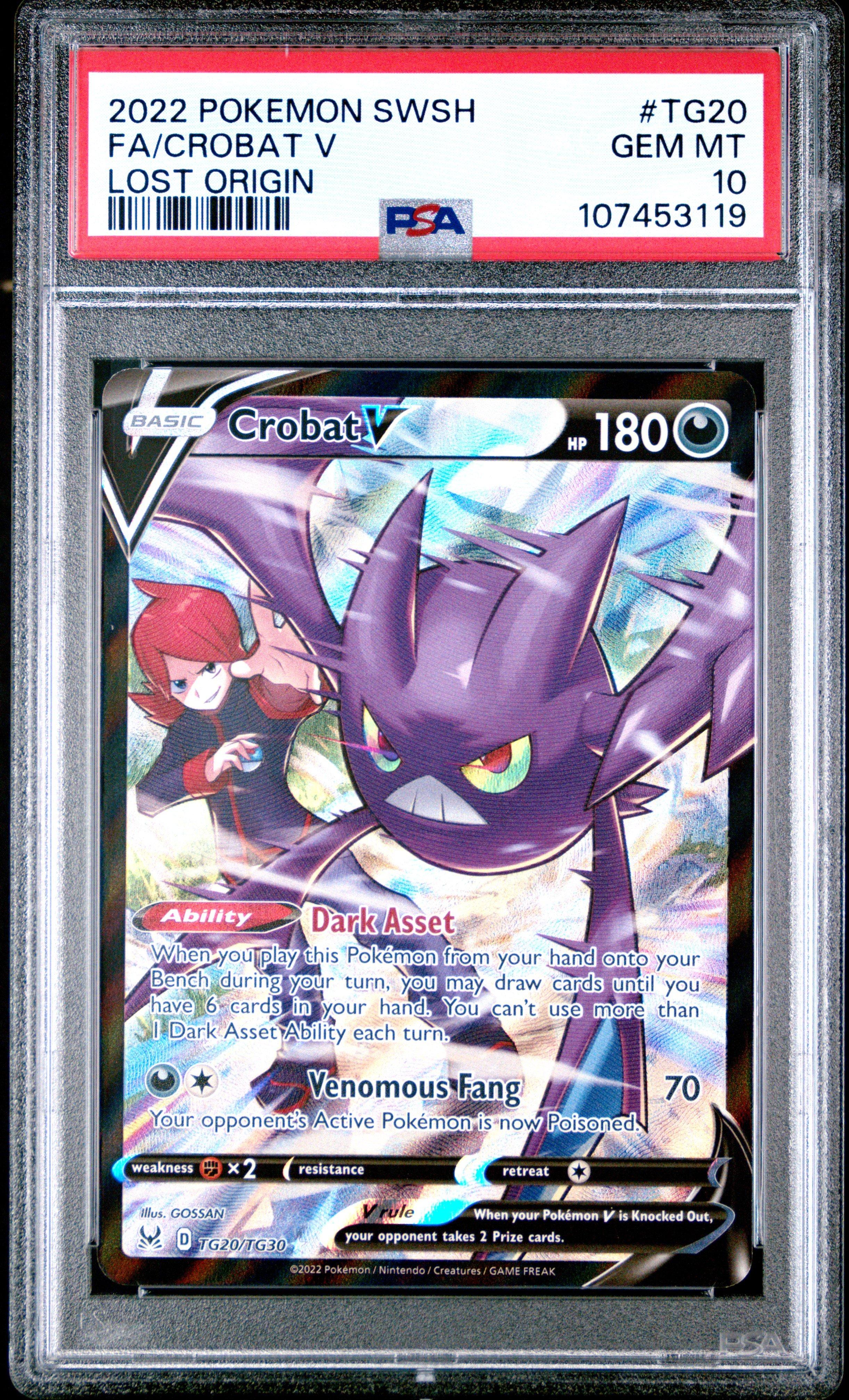 2022 Pokemon Sword & Shield Lost Origin Tg20 Full Art/crobat V PSA 10