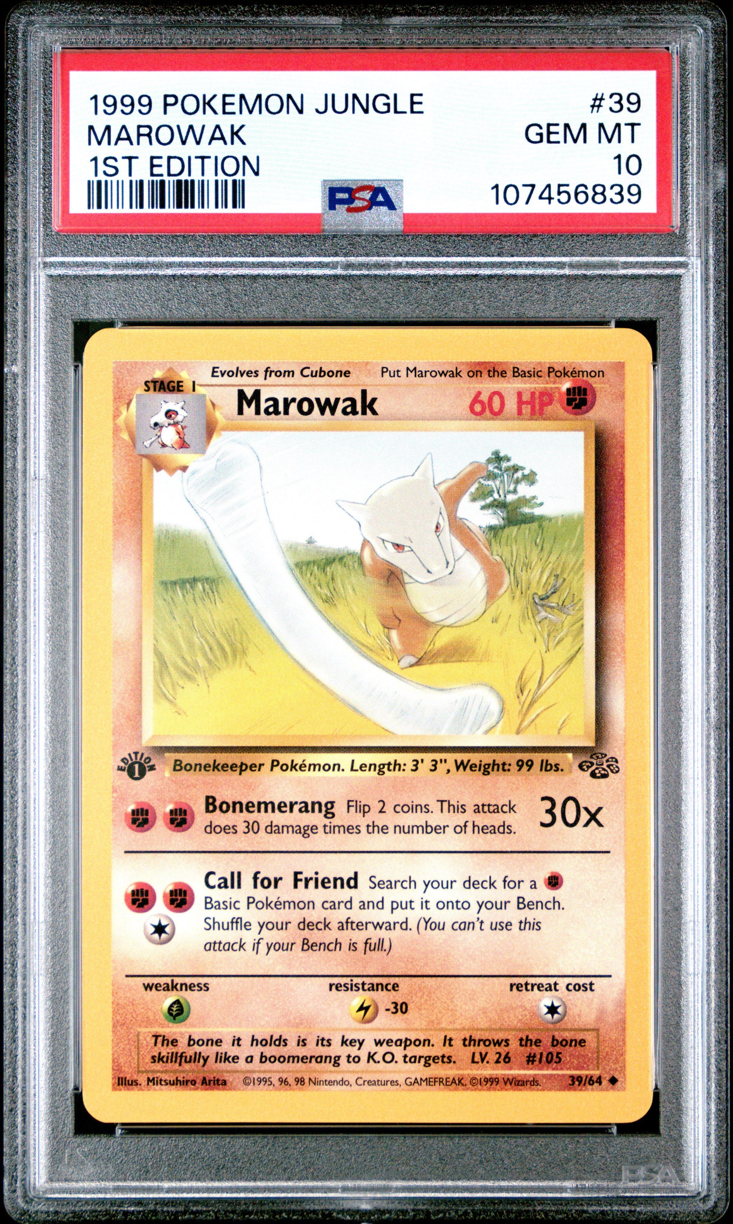 1999 Pokemon Jungle 39 Marowak 1st Edition PSA 10 Graded Card | GameStop