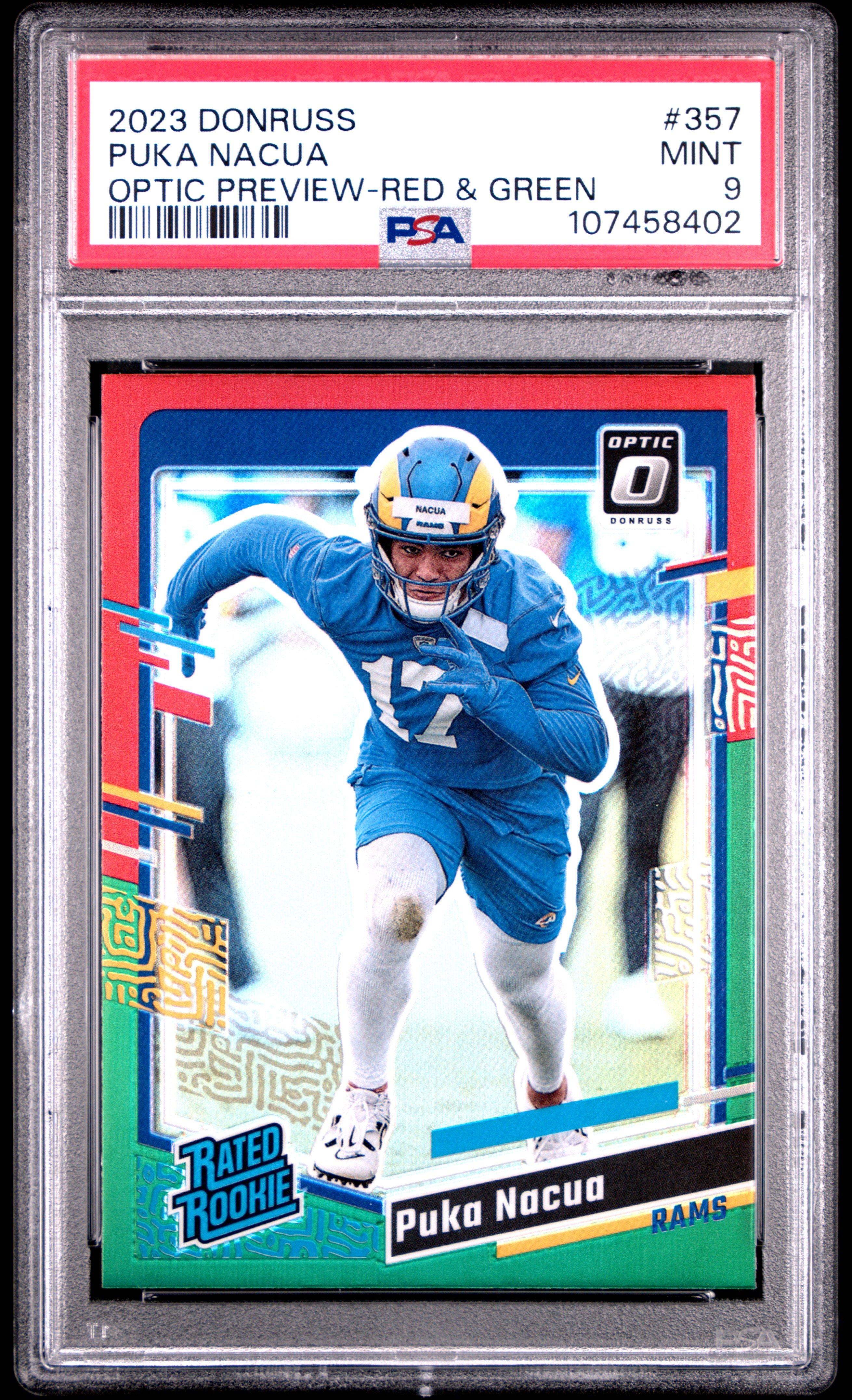 2023 Panini Donruss 357 Puka Nacua Optic Preview-red & Green PSA