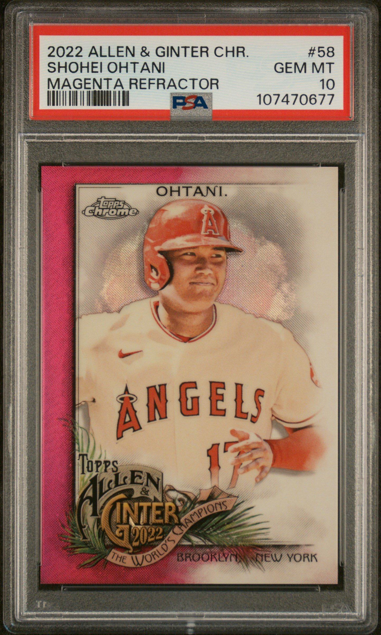 2022 Topps Allen & Ginter Chrome 58 Shohei Ohtani Magenta Refractor PSA 10