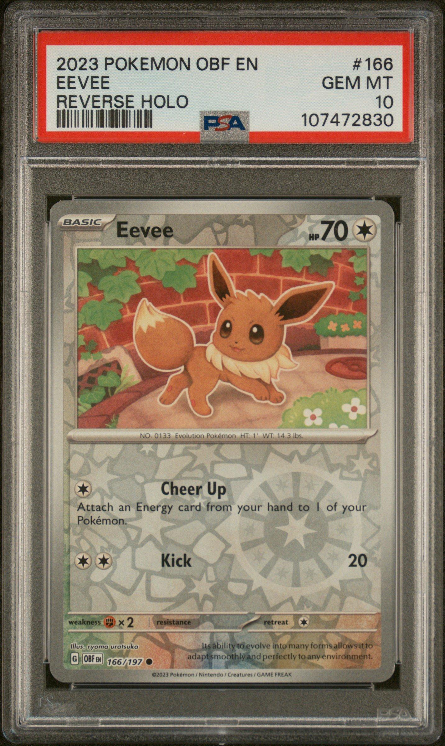 2023 Pokemon Obf En-obsidian Flames 166 Eevee Reverse Holo PSA 10