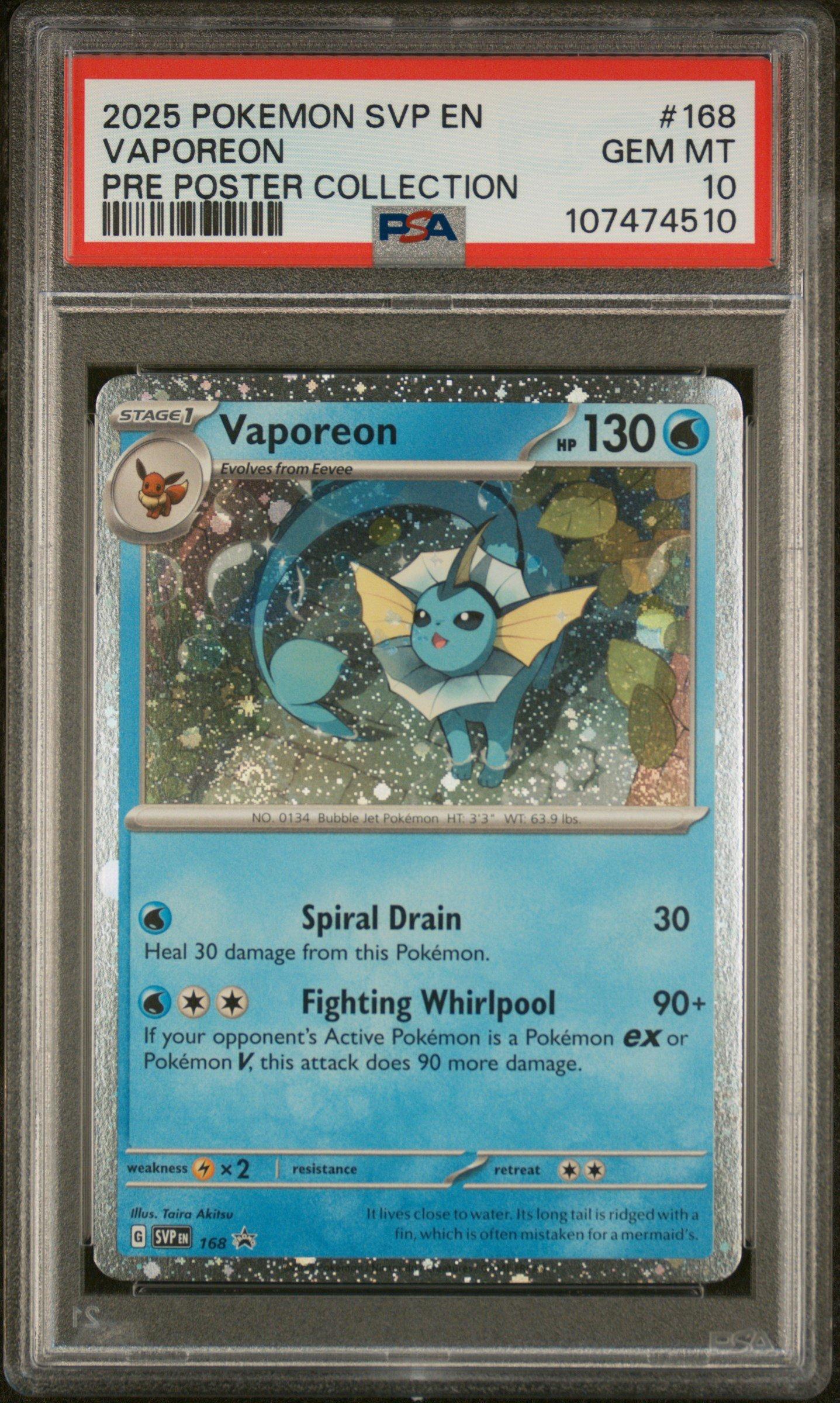 2024 ポケモン Vaporeon PSA 10 マスターボールリバースホロ 2025 Pokemon Svp En-sv Black Star Promo 168 Vaporeon Prismatic