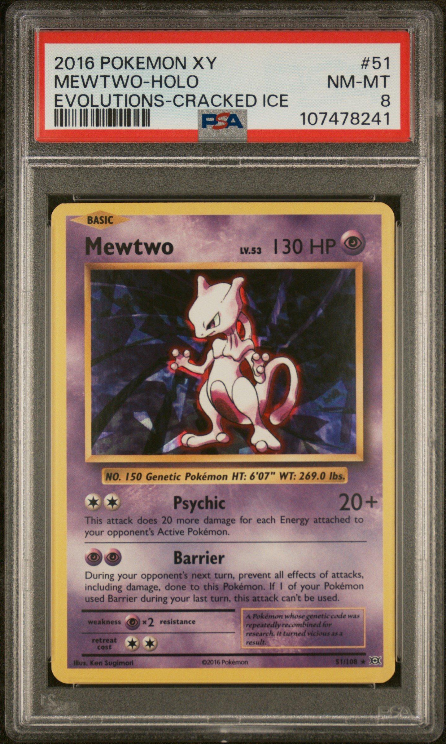 2016 Pokemon Xy Evolutions 51 Mewtwo-holo Cracked Ice PSA