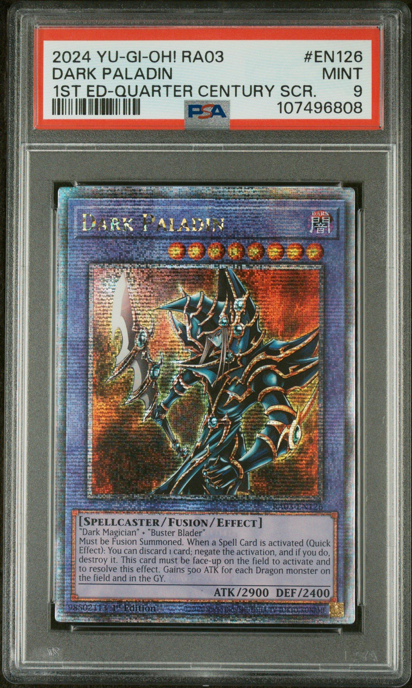 2024 Yu-gi-oh! Ra03-quarter Century Bonanza En126 Dark Paladin 1st Edition-quarter Century Secret Rare PSA 9