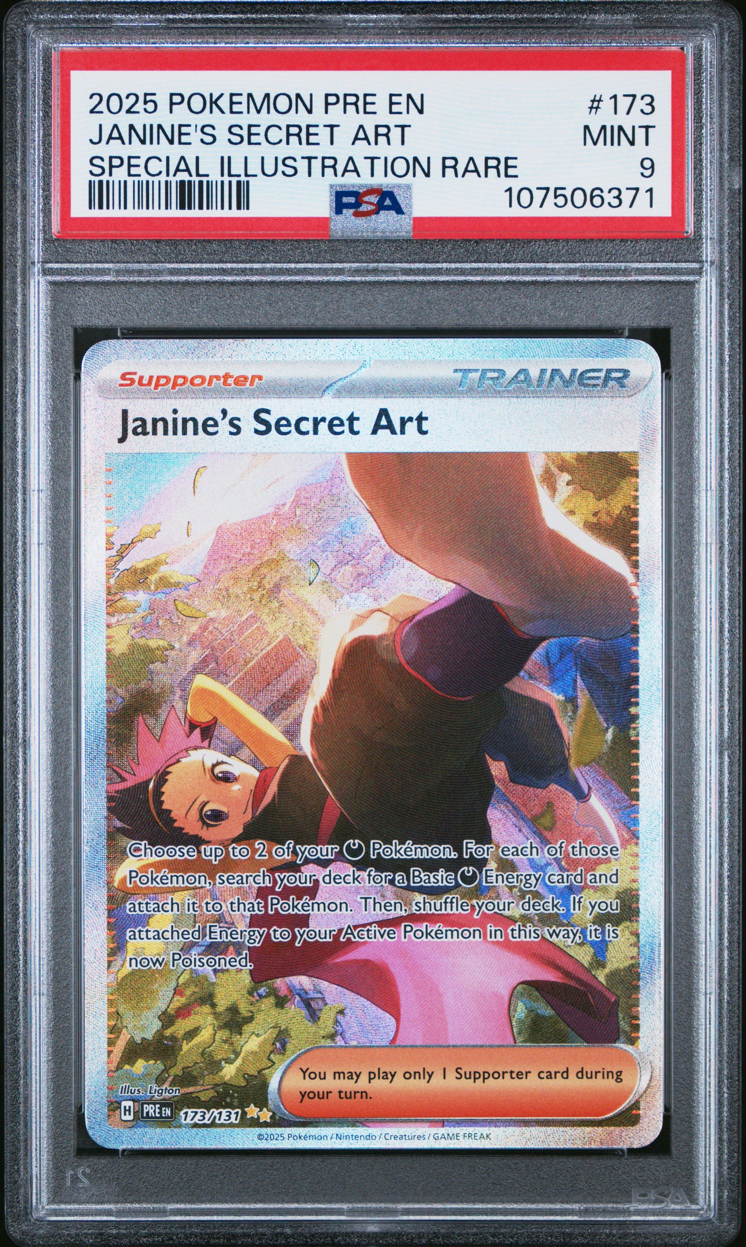 2025 Pokemon Pre En-prismatic Evolutions 173 Janine's Secret Art Special  Illustration Rare PSA 9 Graded Card | GameStop