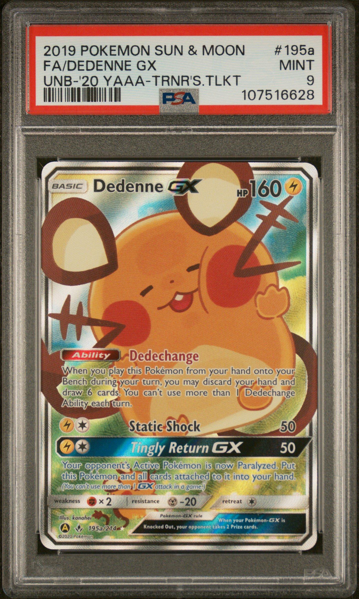 2019 Pokemon Sun & Moon Unbroken Bonds 195a Full Art/dedenne Gx