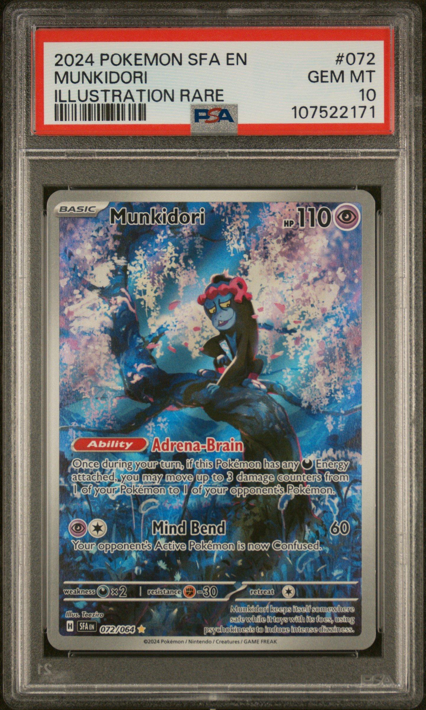 2024 Pokemon Sfa En-shrouded Fable 072 Munkidori Illustration Rare PSA