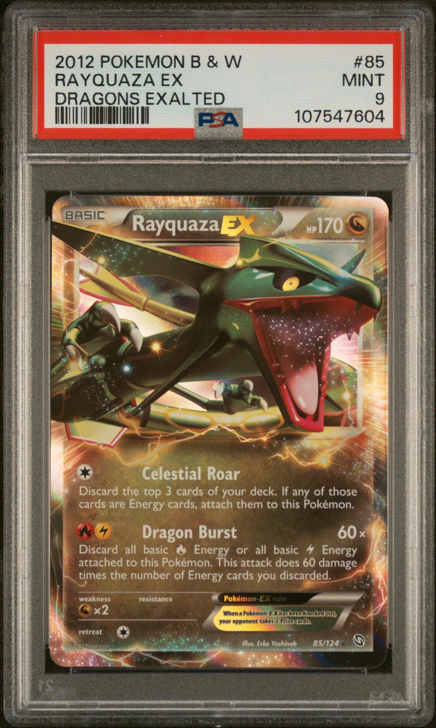 2012 Pokemon Black & White Dragons Exalted 85 Rayquaza Ex PSA