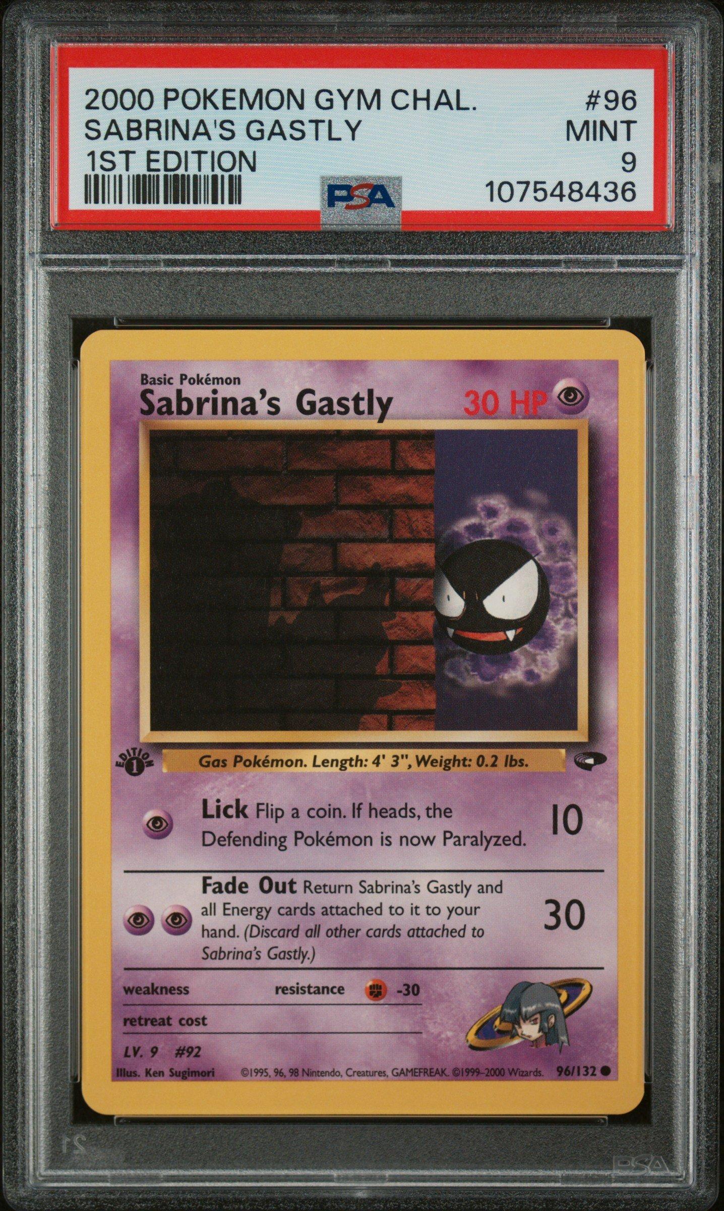 2000 Pokemon Gym Challenge 96 Sabrina's Gastly 1st Edition PSA 9