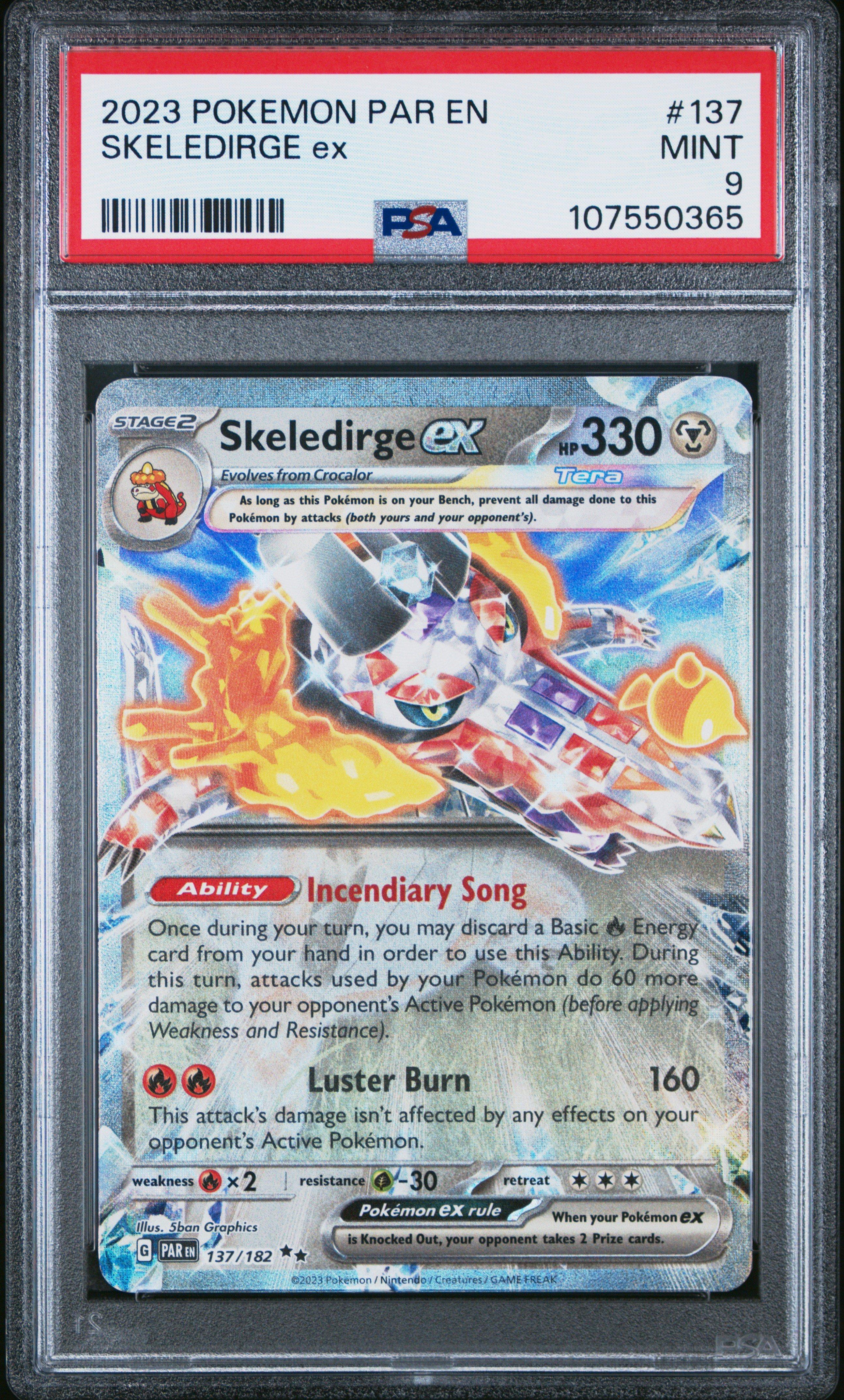 2023 Pokemon Par En-paradox Rift 137 Skeledirge Ex PSA 9