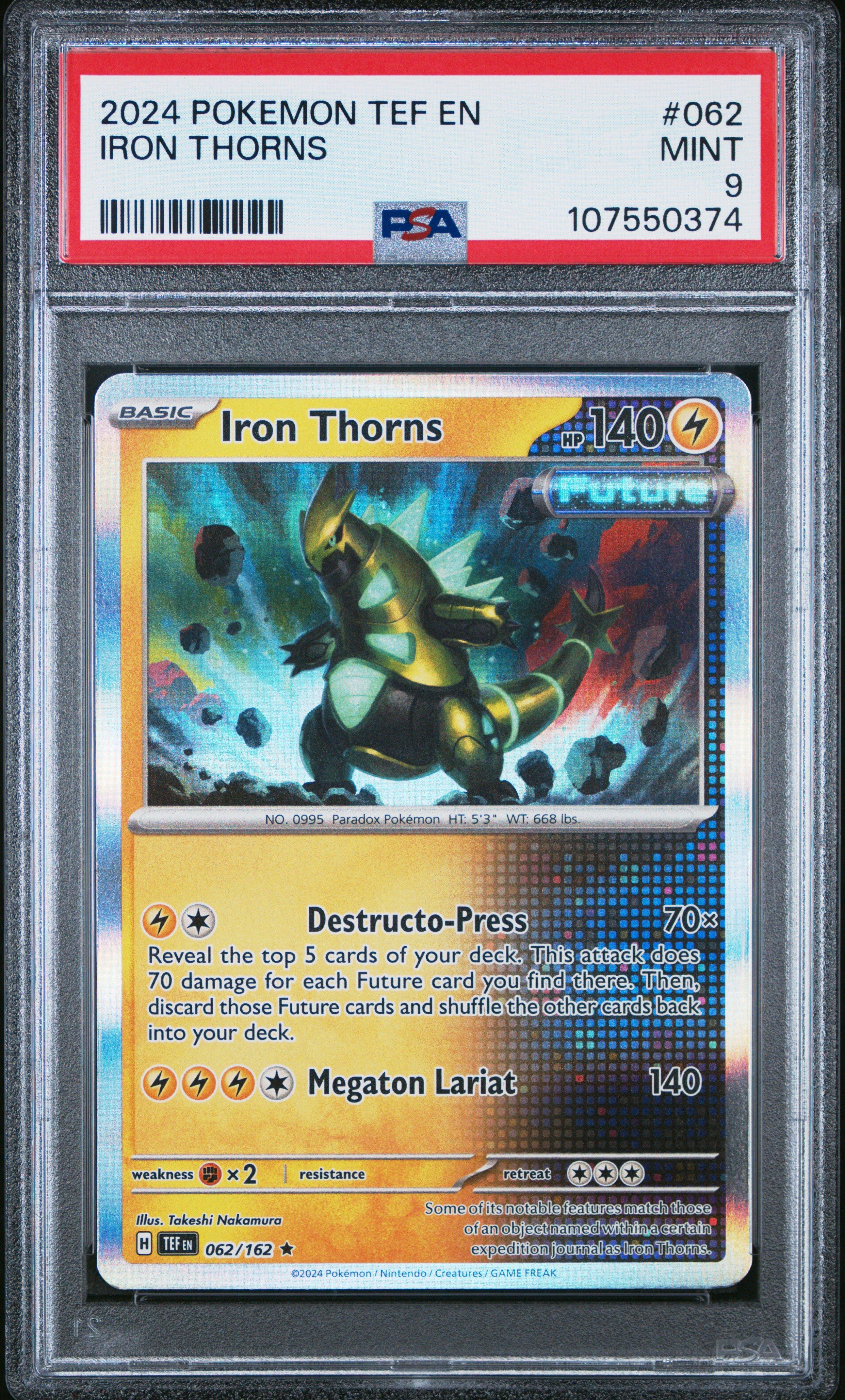 2024 Pokemon Tef En-temporal Forces 062 Iron Thorns PSA 9