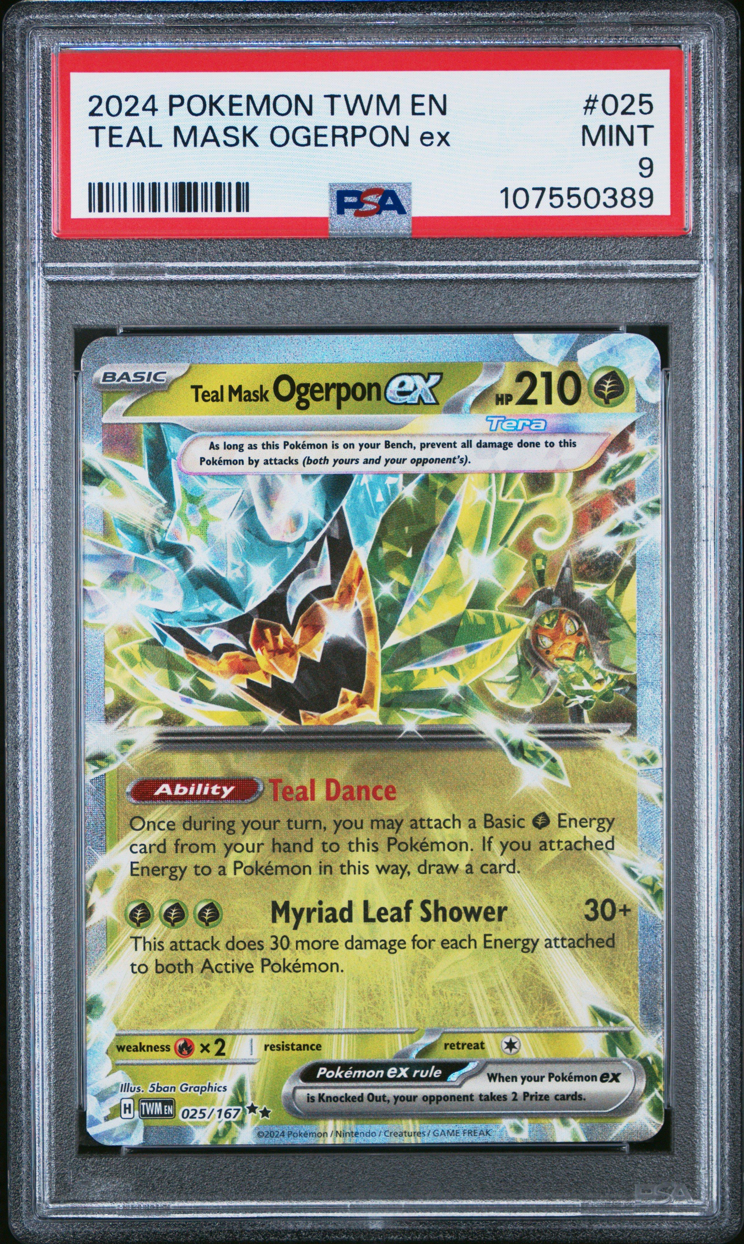 2024 Pokemon Twm En-twilight Masquerade 025 Teal Mask Ogerpon Ex PSA 9