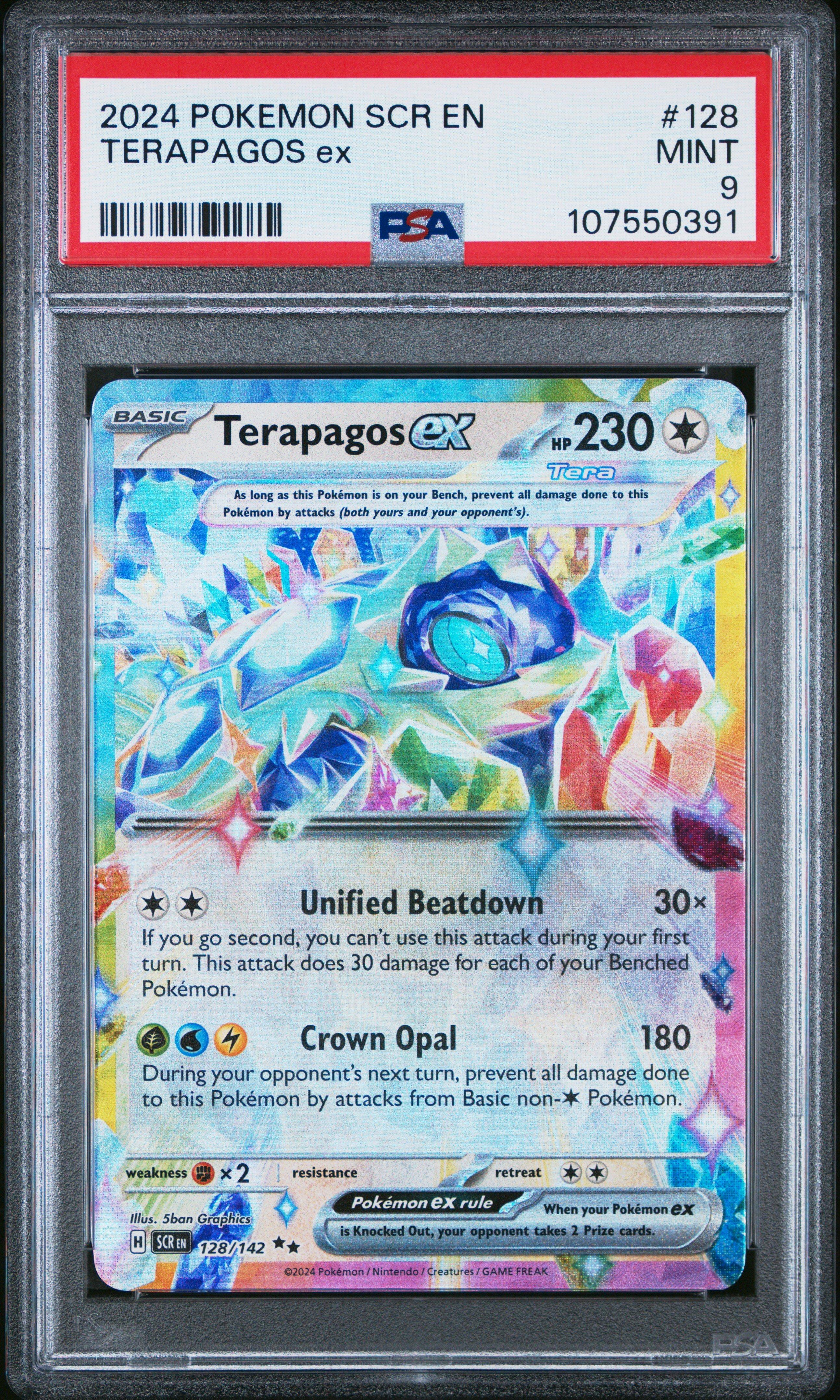 2024 Pokemon Scr En-stellar Crown 128 Terapagos Ex PSA 9