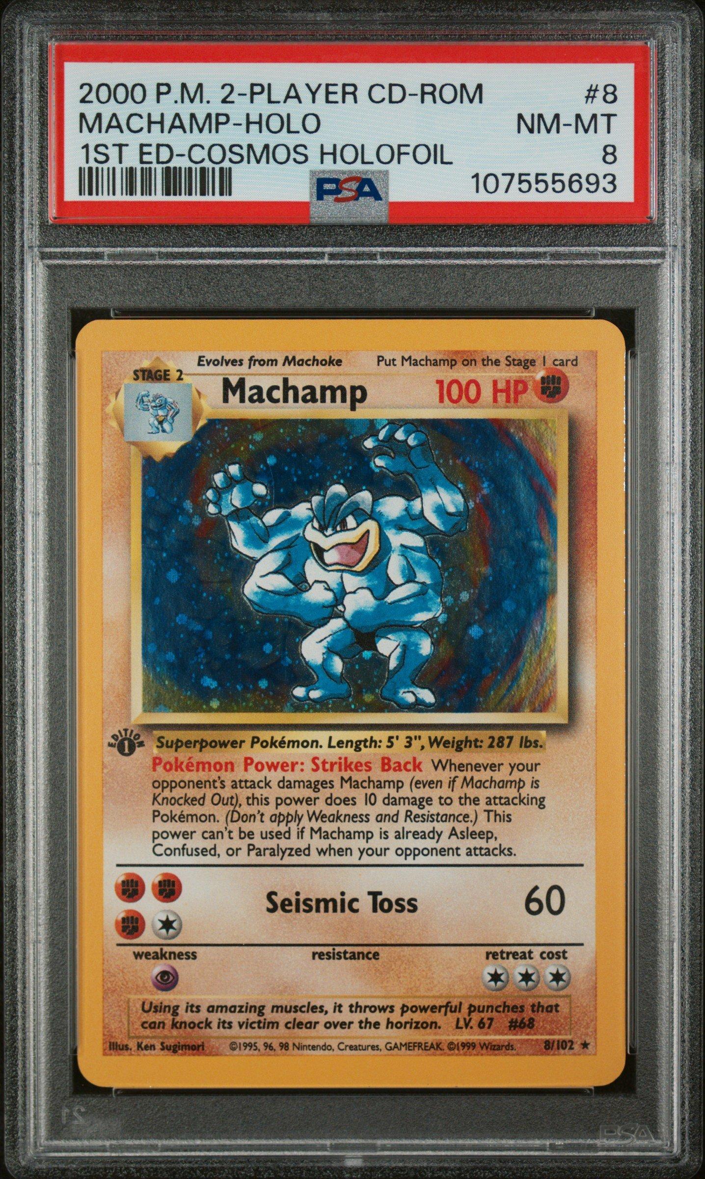 2000 Pokemon 2-player Cd-rom Starter Set 8 Machamp-holo 1st Edition Cosmos Holofoil PSA 8