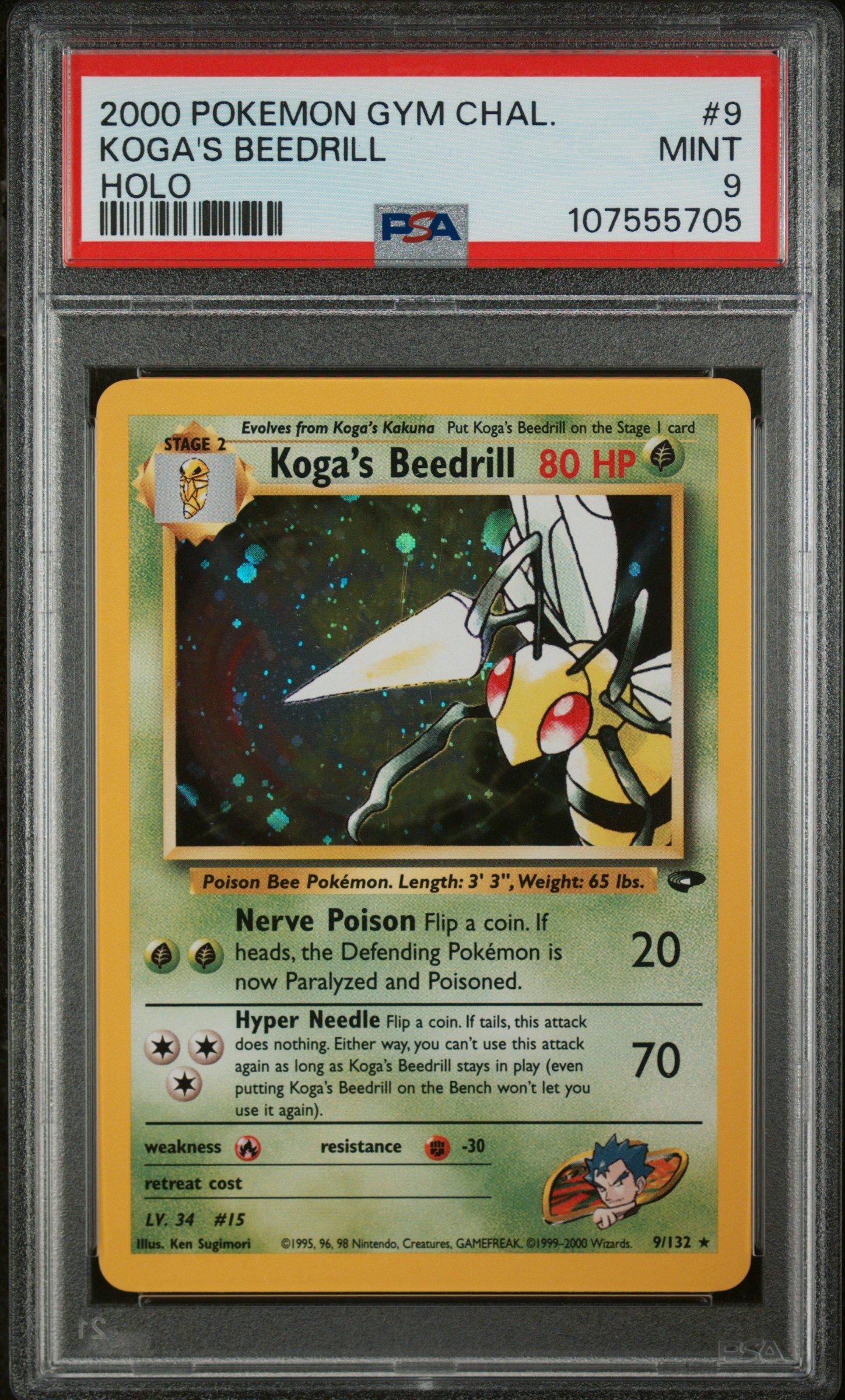 2000 Pokemon Gym Challenge 9 Koga's Beedrill Holo PSA 9