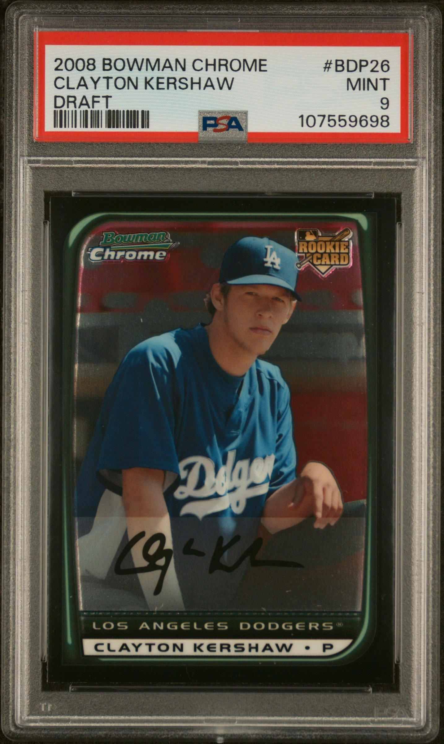 2008 Bowman Chrome Draft Bdp26 Clayton Kershaw PSA 9