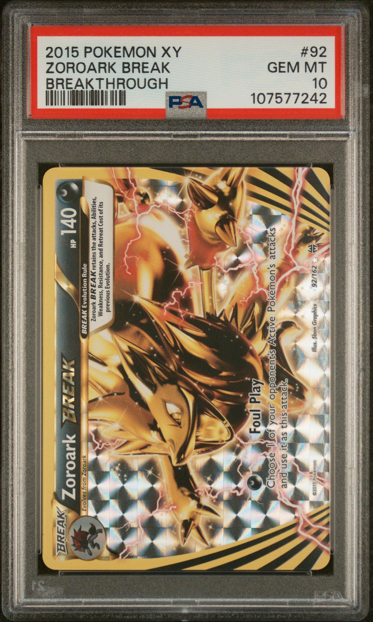 2015 Pokemon Xy Breakthrough 92 Zoroark Break PSA 10