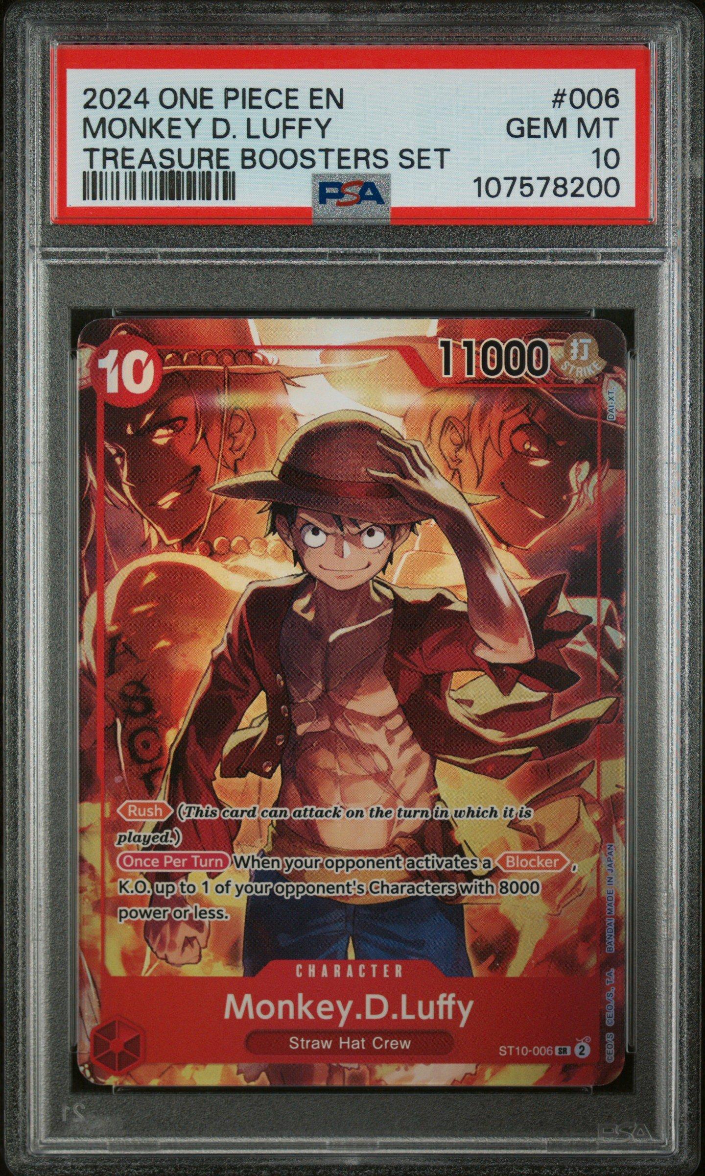 2024 One Piece Promos 006 Monkey D. Luffy Treasure Boosters Set PSA 10