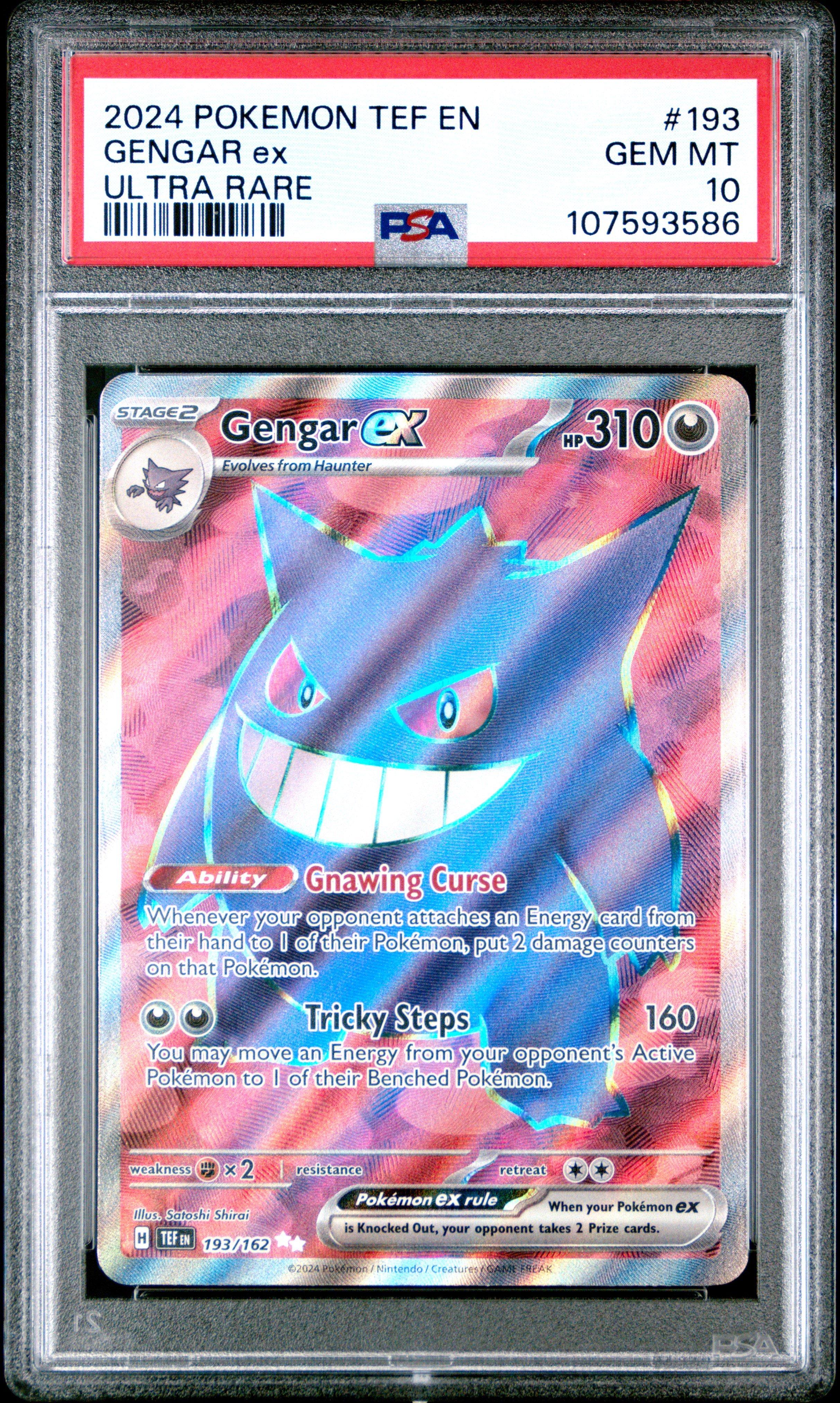 2024 Pokemon Tef En-temporal Forces 193 Gengar Ex Ultra Rare PSA