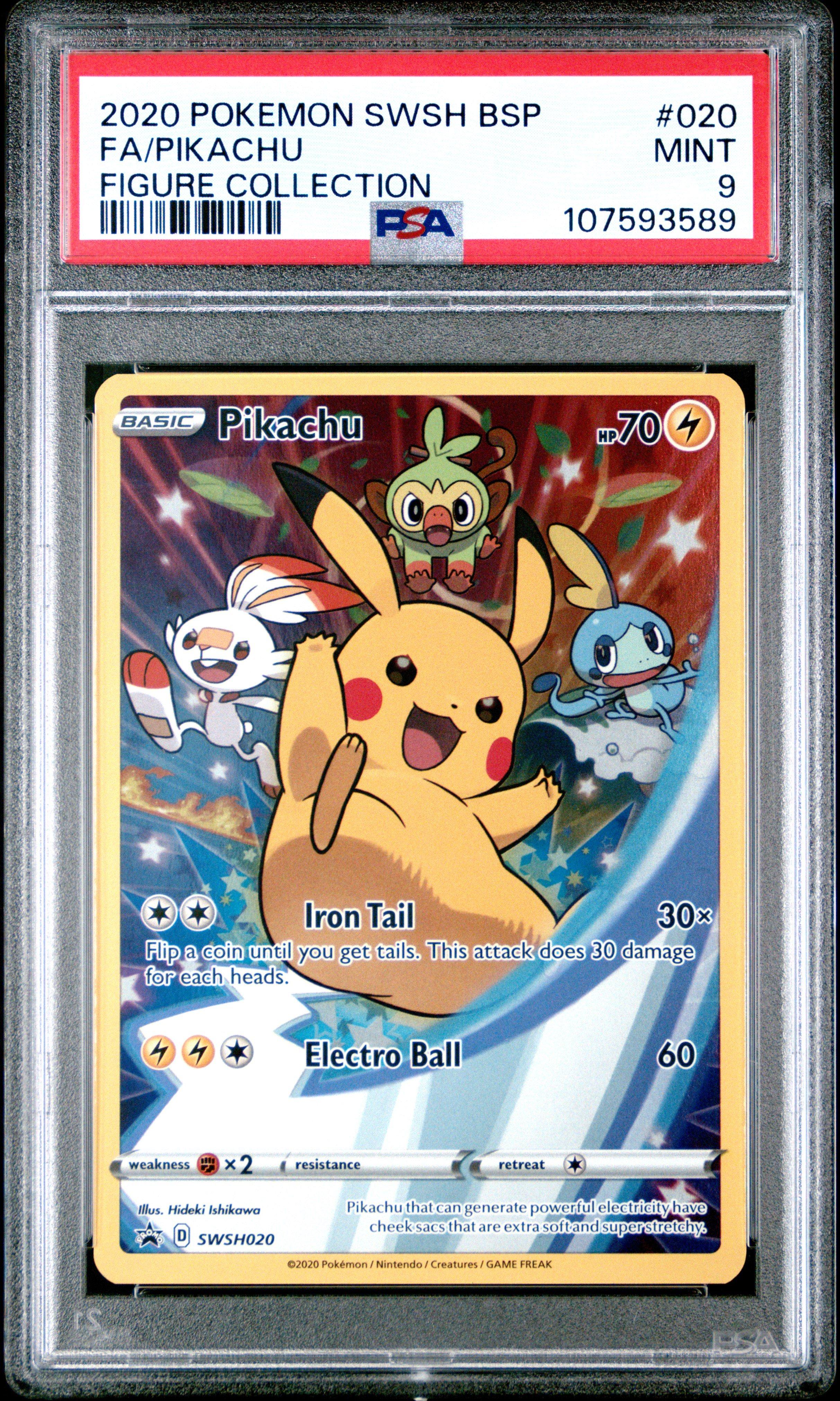 2020 Pokemon Swsh Black Star Promo 020 Full Art/pikachu Figure Collection PSA