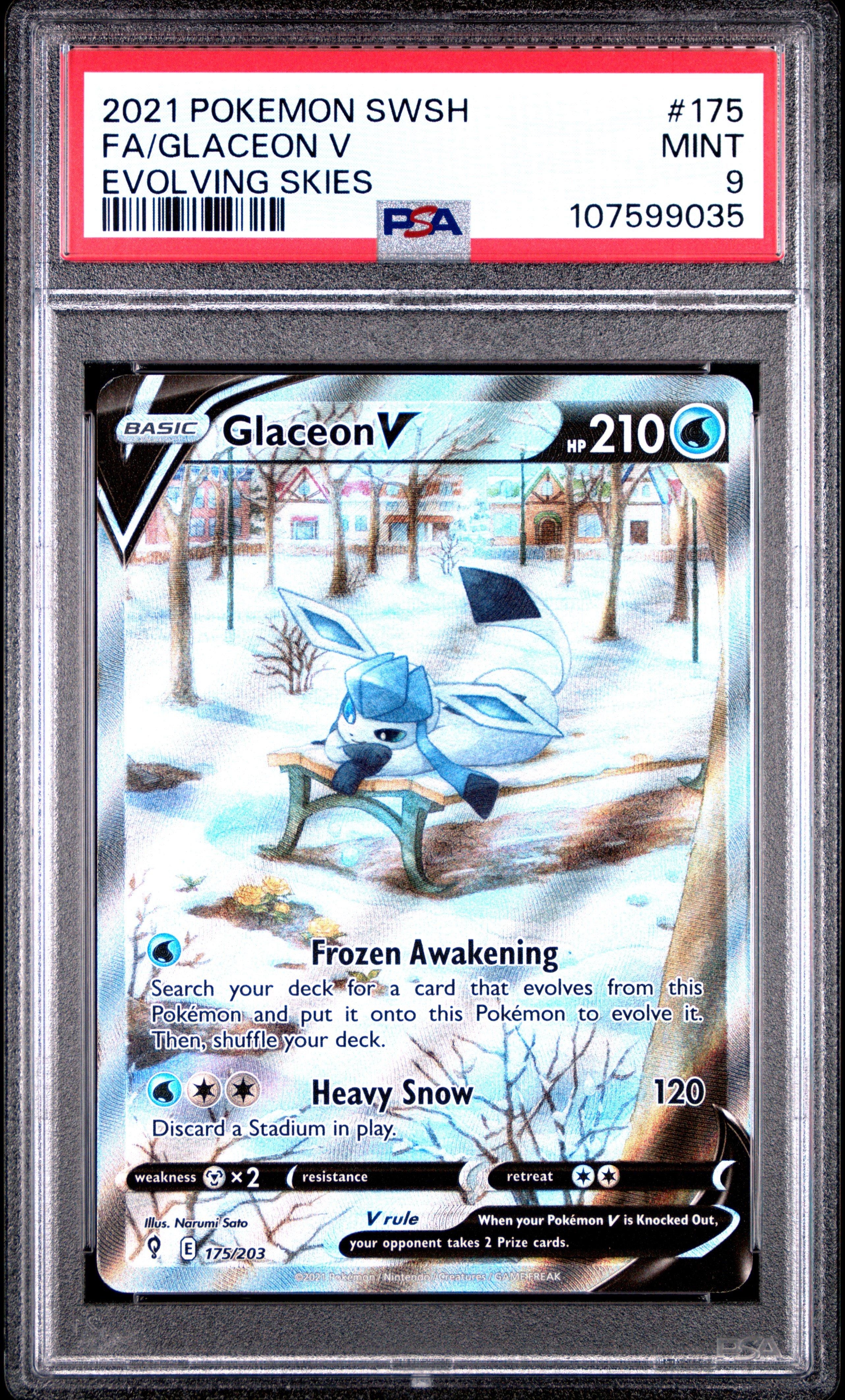 2021 Pokemon Sword & Shield Evolving Skies Full Art/glaceon V PSA