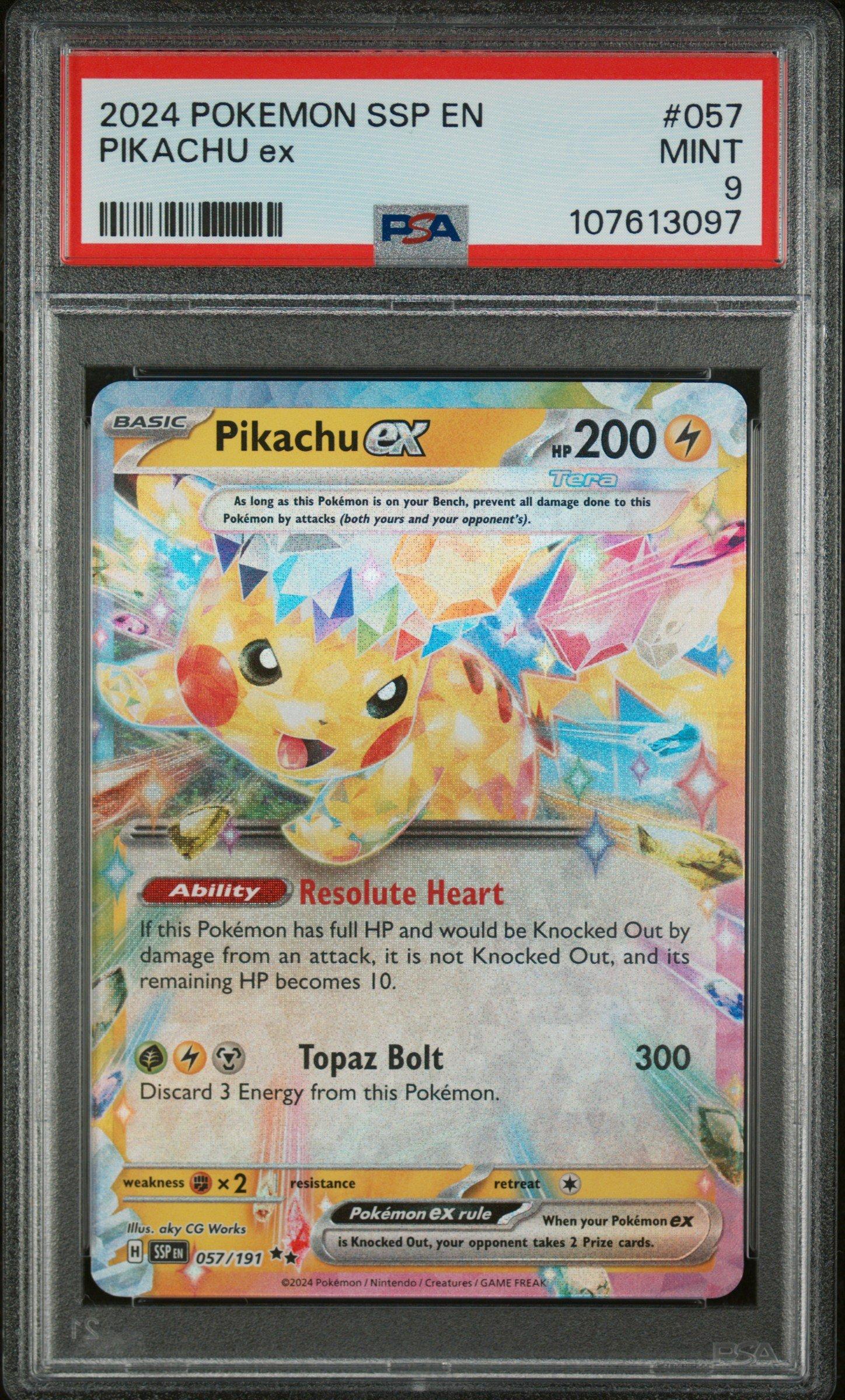 2024 Pokemon Ssp En-surging Sparks 057 Pikachu Ex PSA 9 Graded