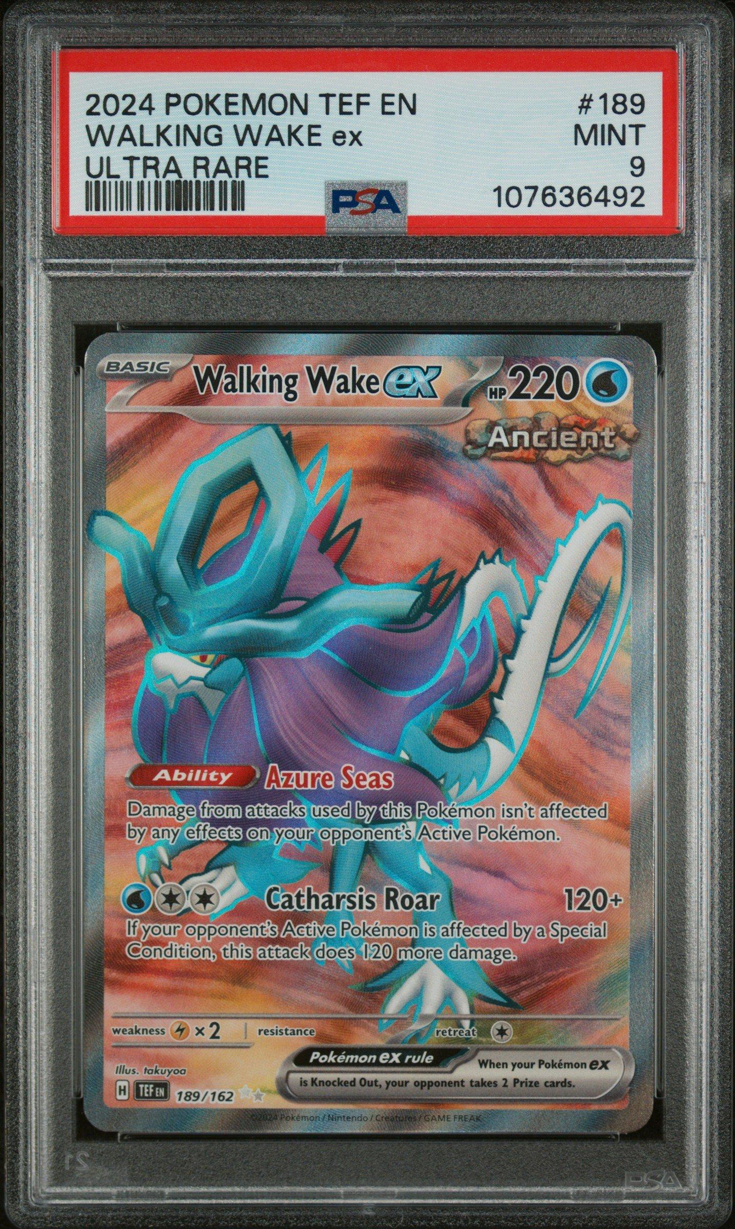 2024 Pokemon Tef En-temporal Forces 189 Walking Wake Ex Ultra Rare PSA