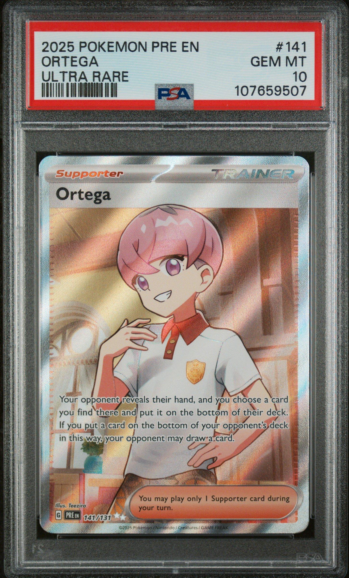 2025 Pokemon Pre En-prismatic Evolutions 141 Ortega Ultra Rare PSA