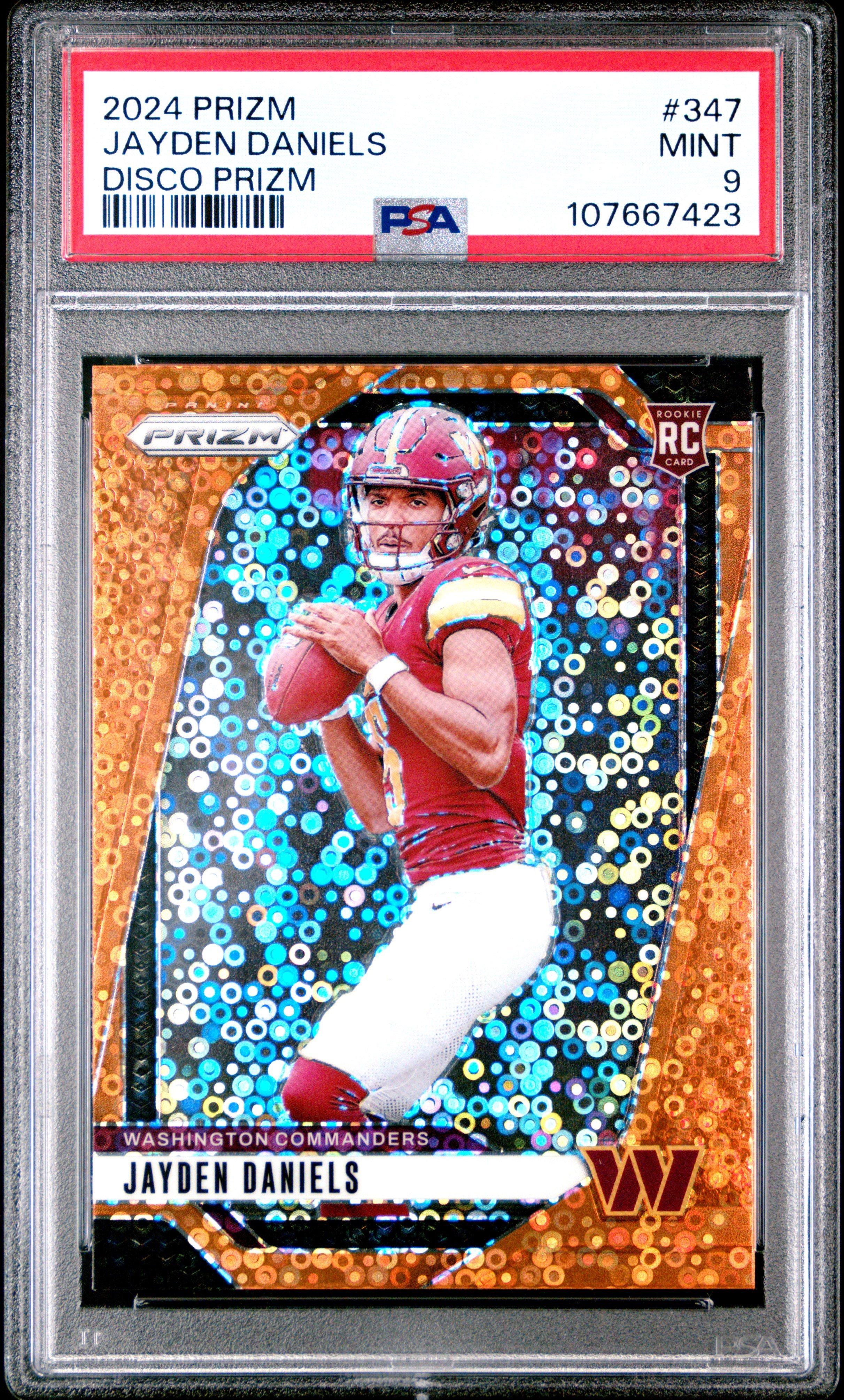 2024 Panini Prizm 347 Jayden Daniels Disco Prizm PSA
