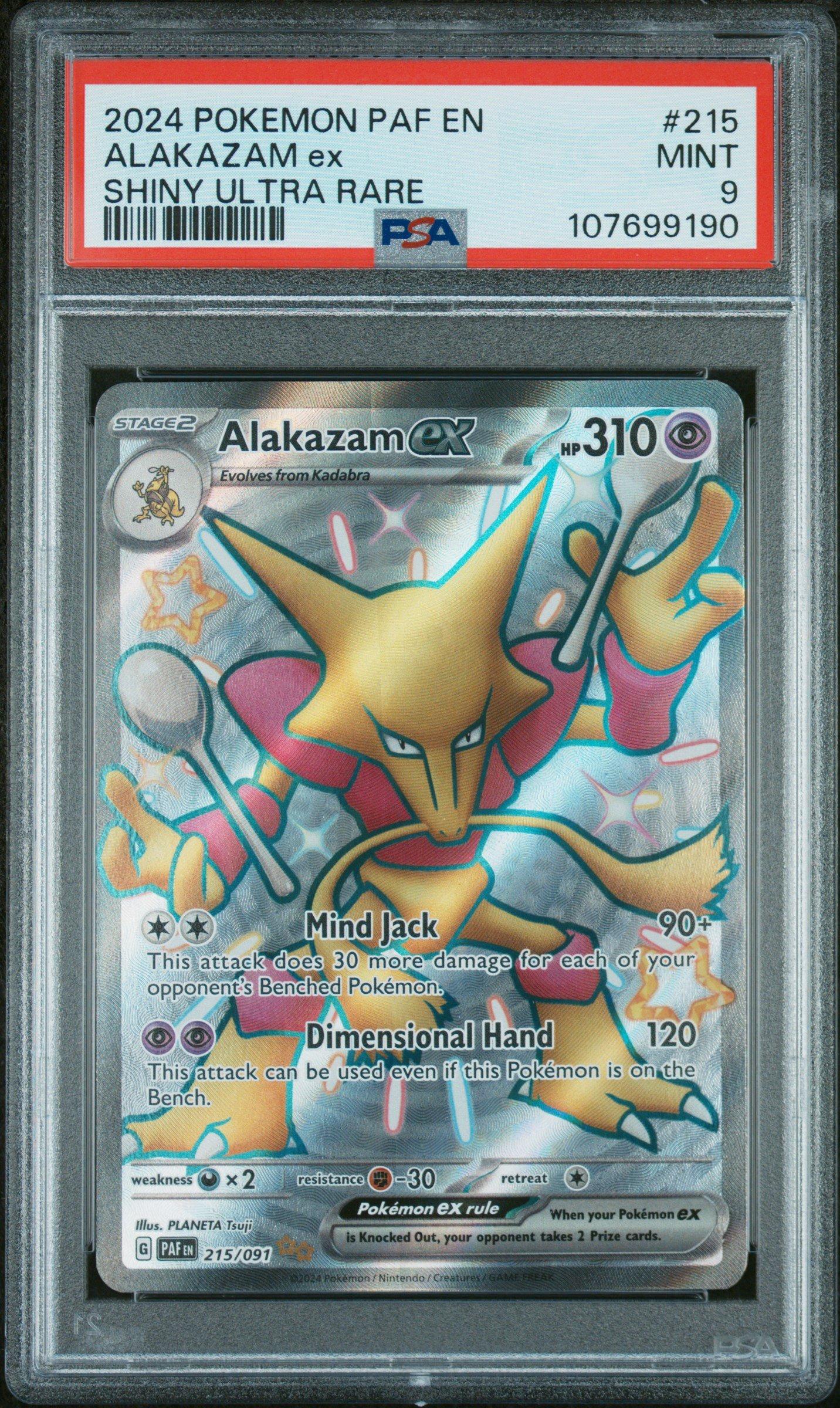 2024 Pokemon Paf En-paldean Fates 215 Alakazam Ex Shiny Ultra Rare PSA