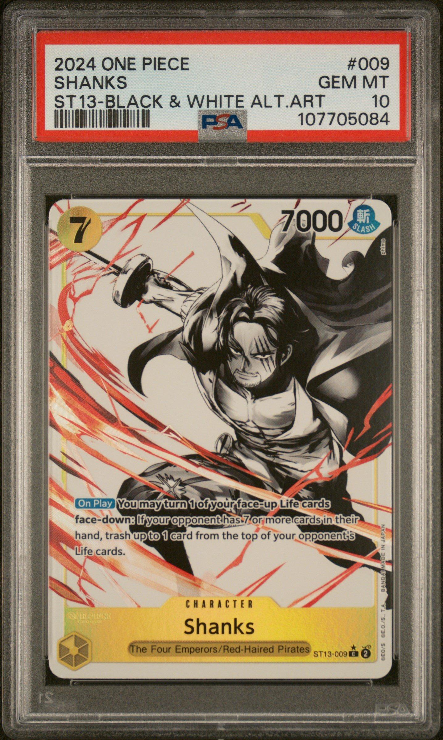 2024 One Piece Ultra Deck St13-the Three Brothers 009 Shanks Black & White Alternate Art PSA 10